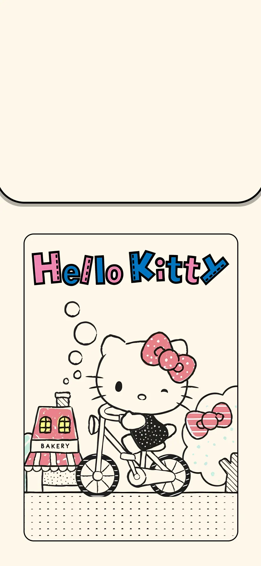 Hello Kitty Riding a Bicycle Cute Pink Cartoon Wallpaper