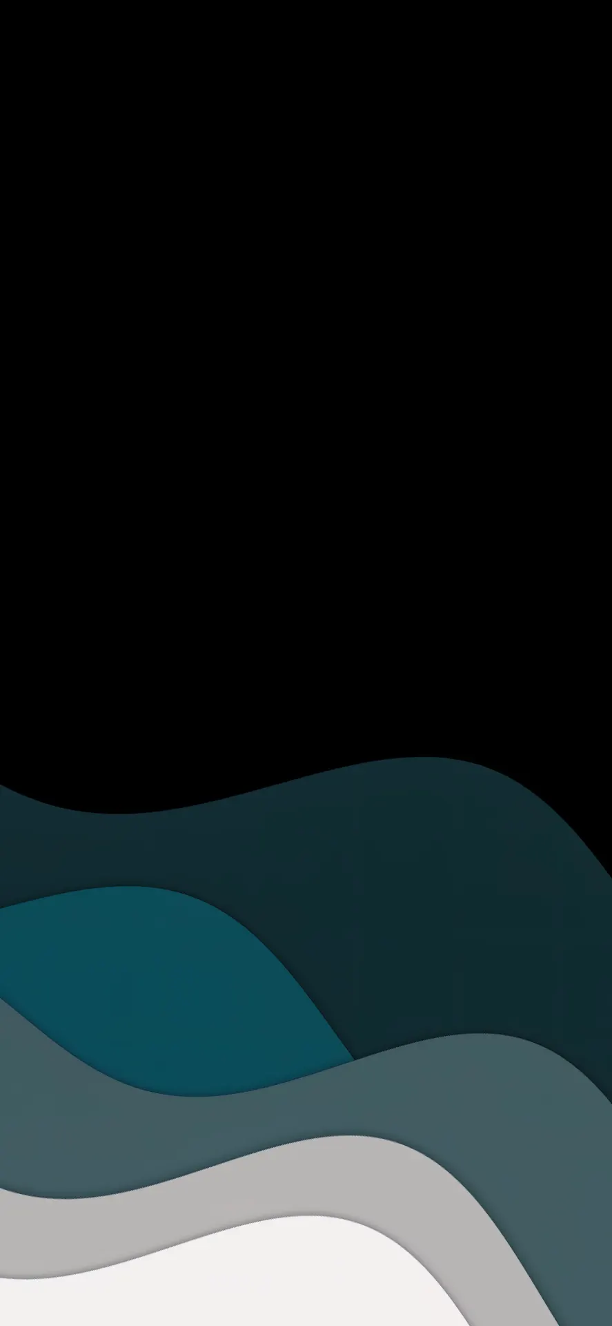 Teal Grey Layered Paper Waves Wallpaper