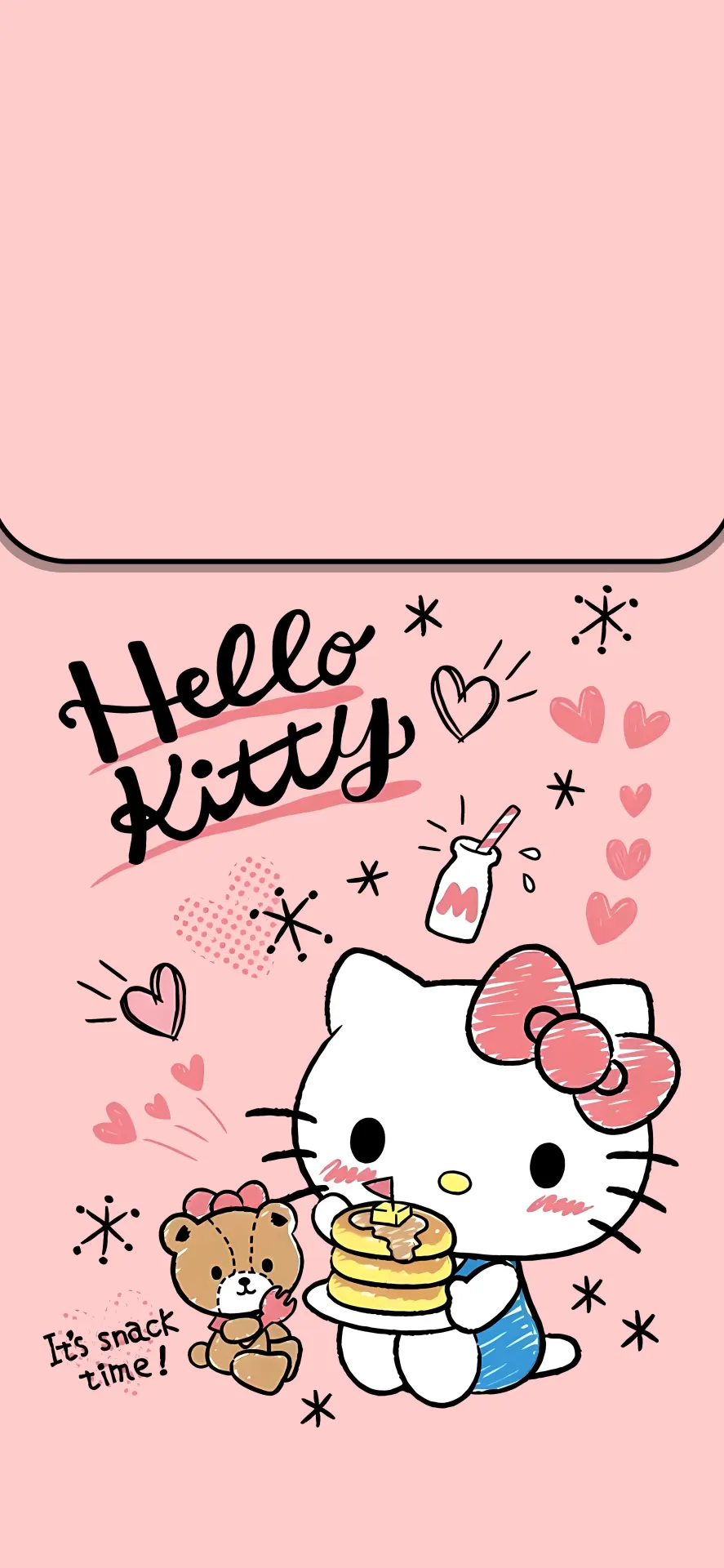 Hello Kitty Snack Time Pink Aesthetic Wallpaper