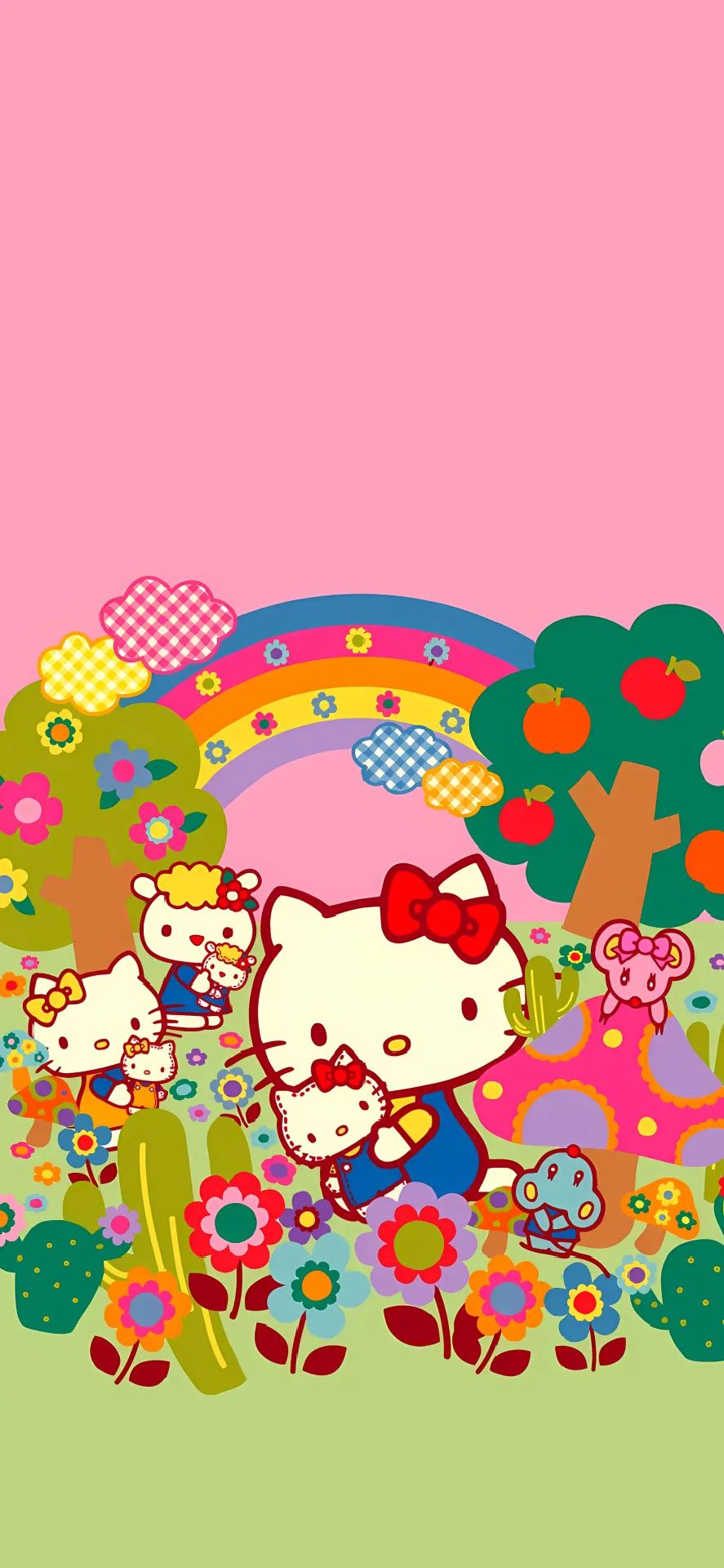 Hello Kitty Colorful Rainbow Garden Cute Sanrio Wallpaper