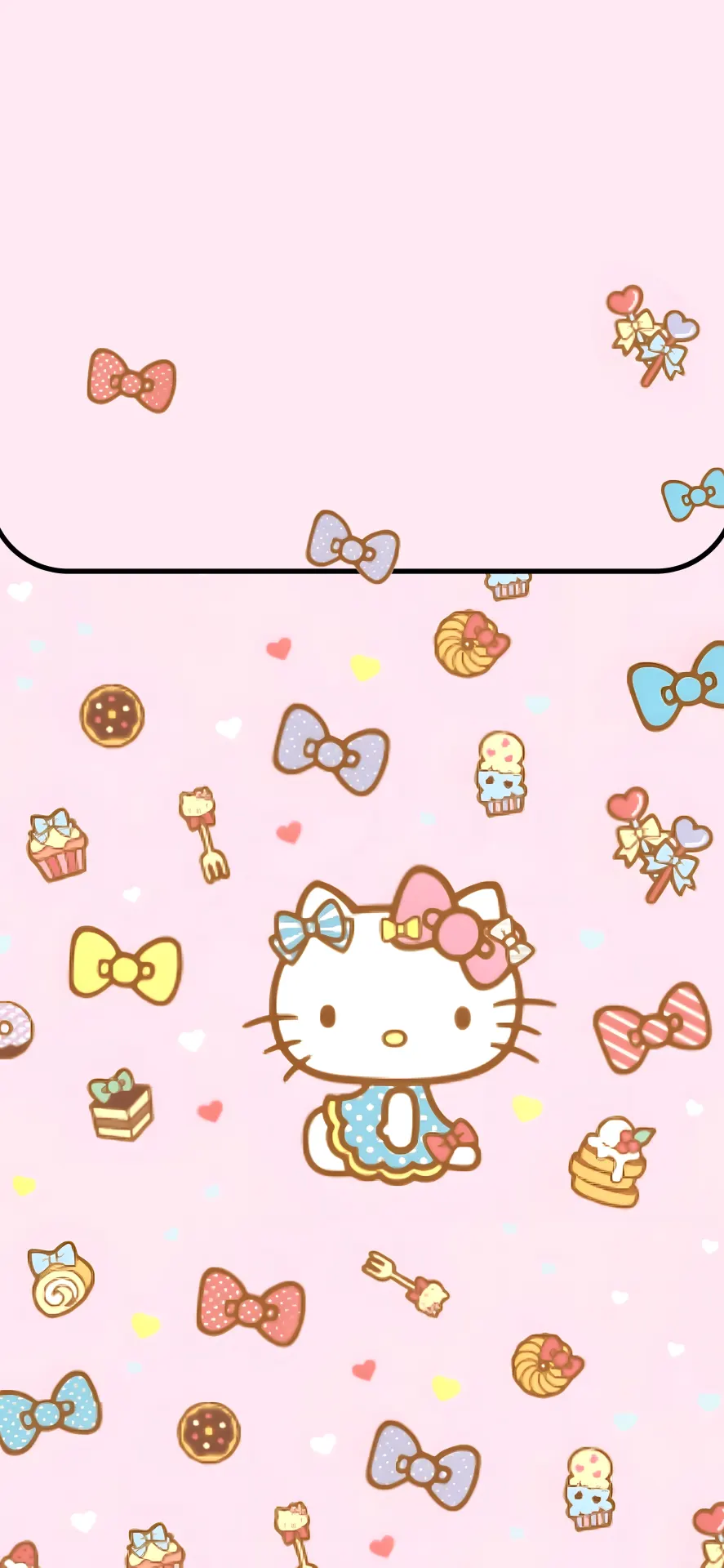 Hello Kitty Cute Pink Dessert and Bow Pattern Wallpaper