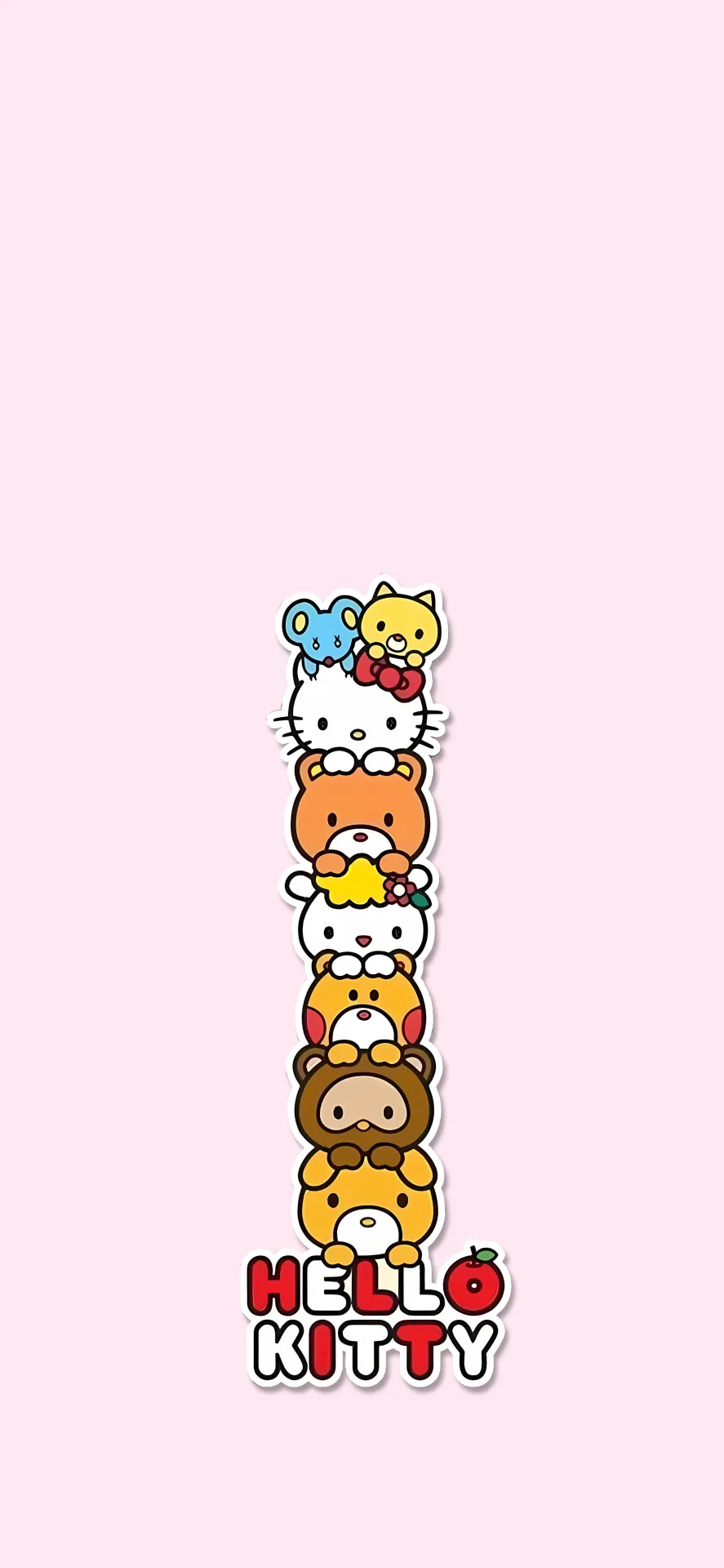 Hello Kitty and Friends Cute Character Stack Pink Wallpaper