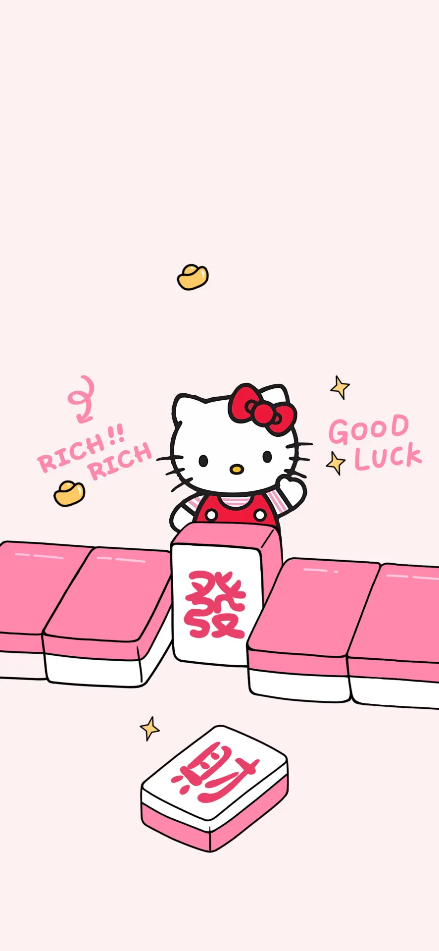 Hello Kitty Good Luck and Rich Rich Pink Wallpaper