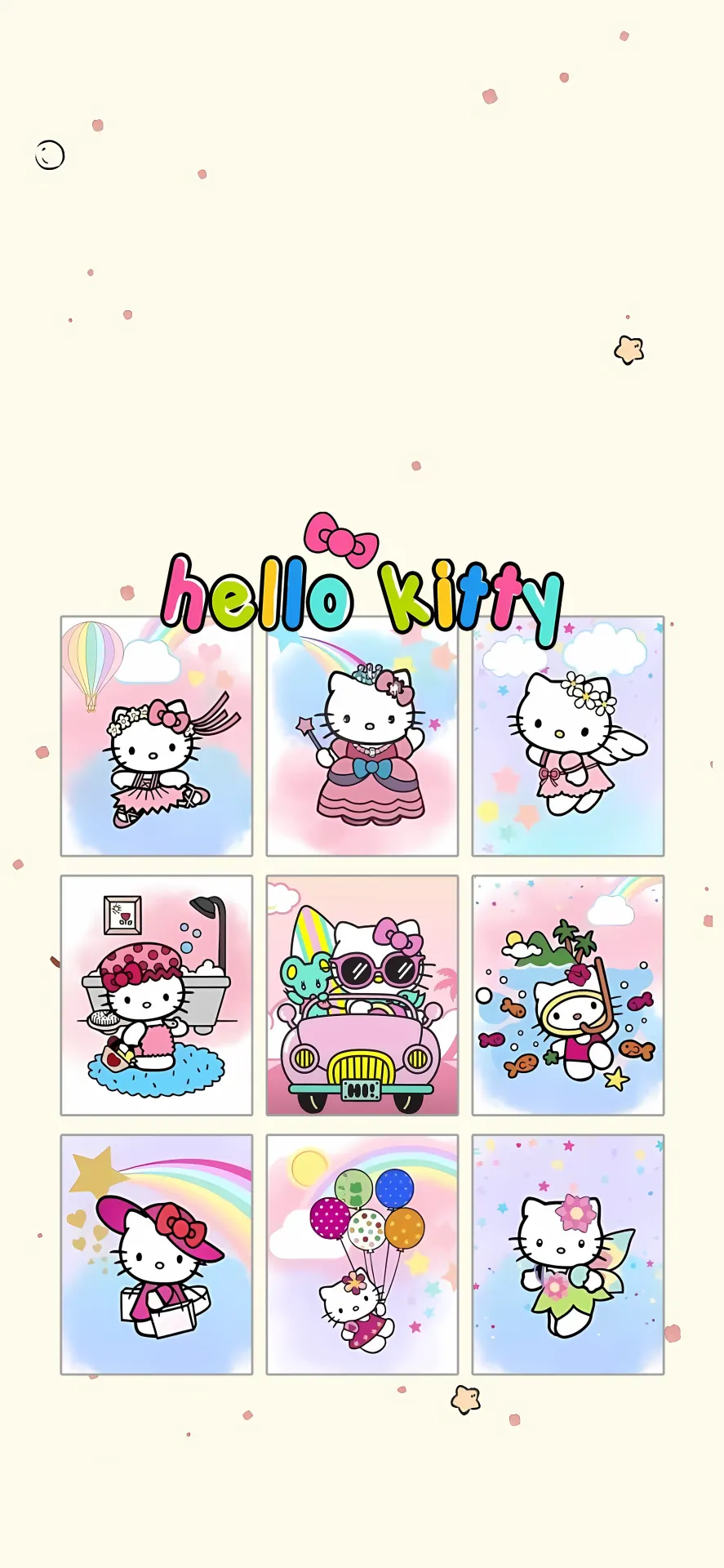 Hello Kitty Cute Fantasy Wallpaper Collection with Pastel Colors and Rainbows