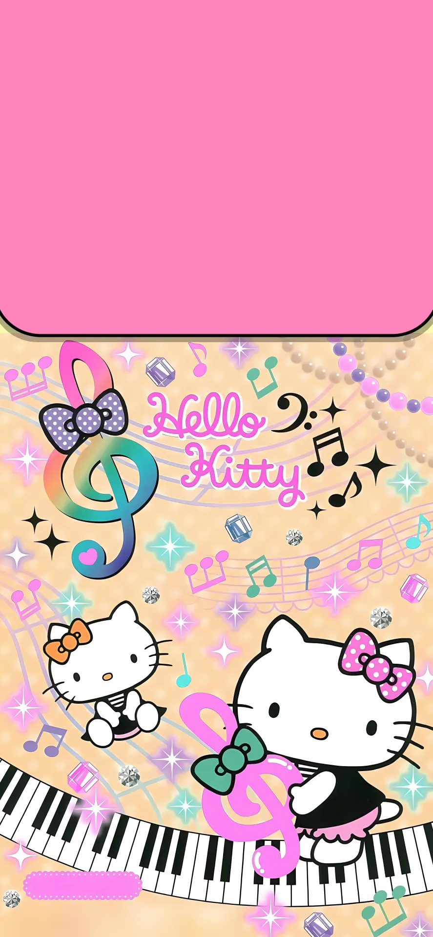 Hello Kitty Music Wallpaper with Colorful Musical Notes