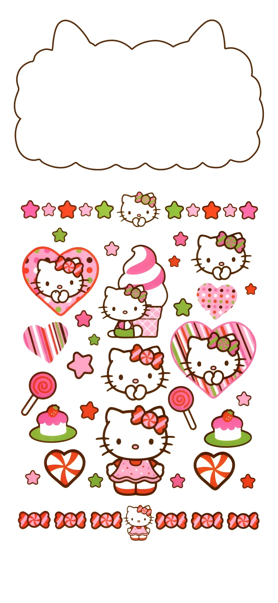 Cute Hello Kitty Candy Wallpaper with Sweet Treats, Hearts and Pink Bows