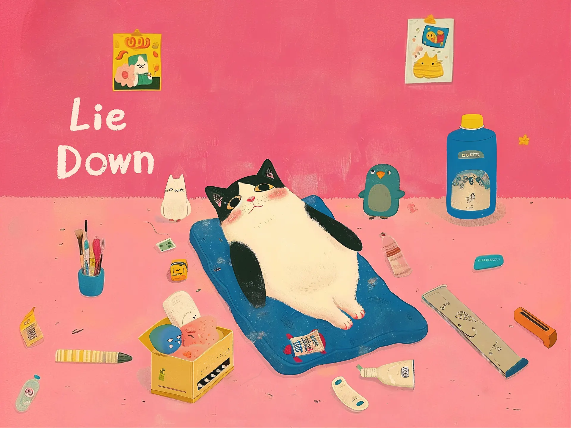 Lie Down Cat Wallpaper – Cute Relaxing Cat Aesthetic