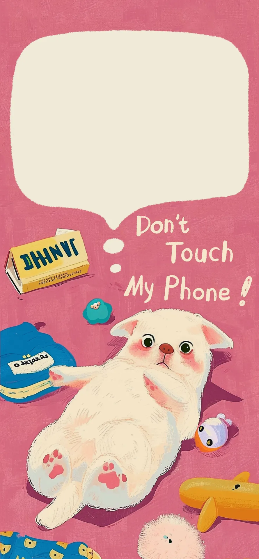 Cute White Puppy Wallpaper – Pink Kawaii Dog Aesthetic