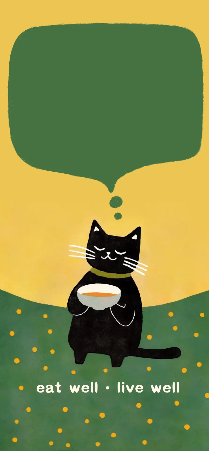 Cute Black Cat Wallpaper – Eat Well Live Well Aesthetic