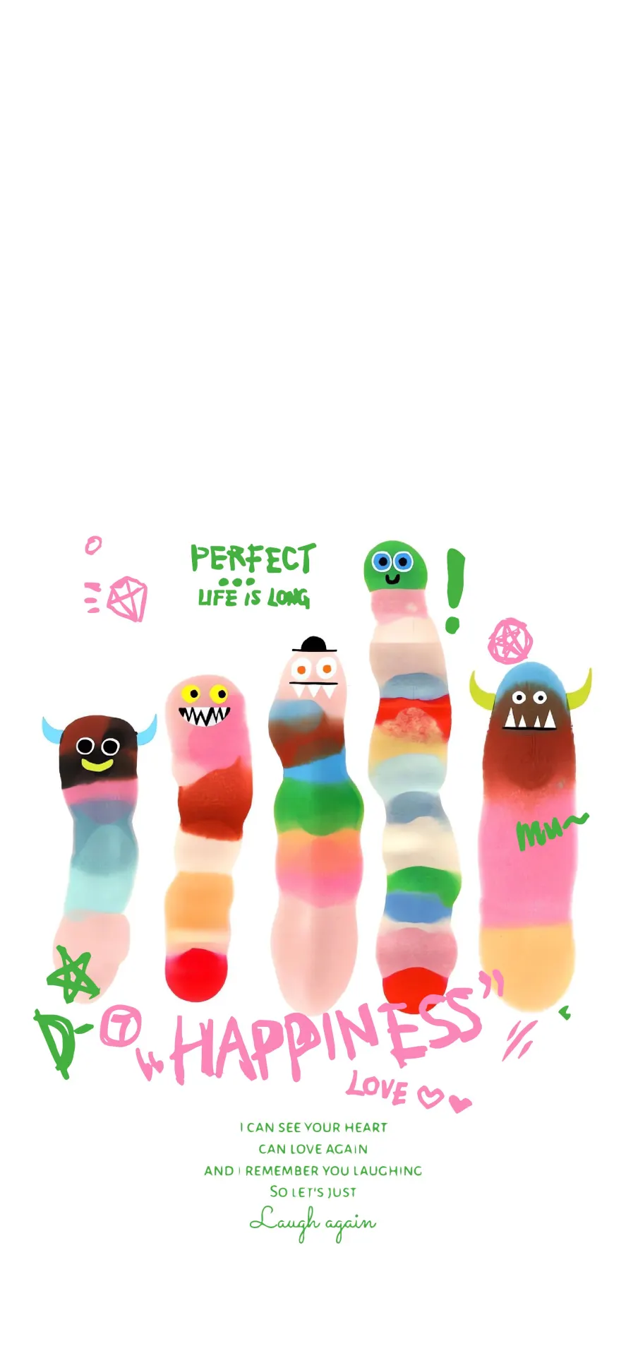 Colorful Cute Monster Doodles Happiness Wallpaper