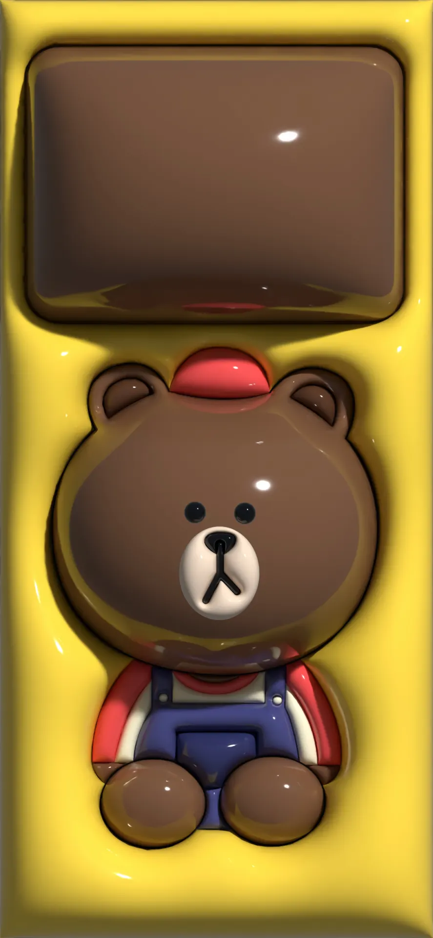 Brown LINE FRIENDS Bear 3D Wallpaper – Red and Blue Outfit