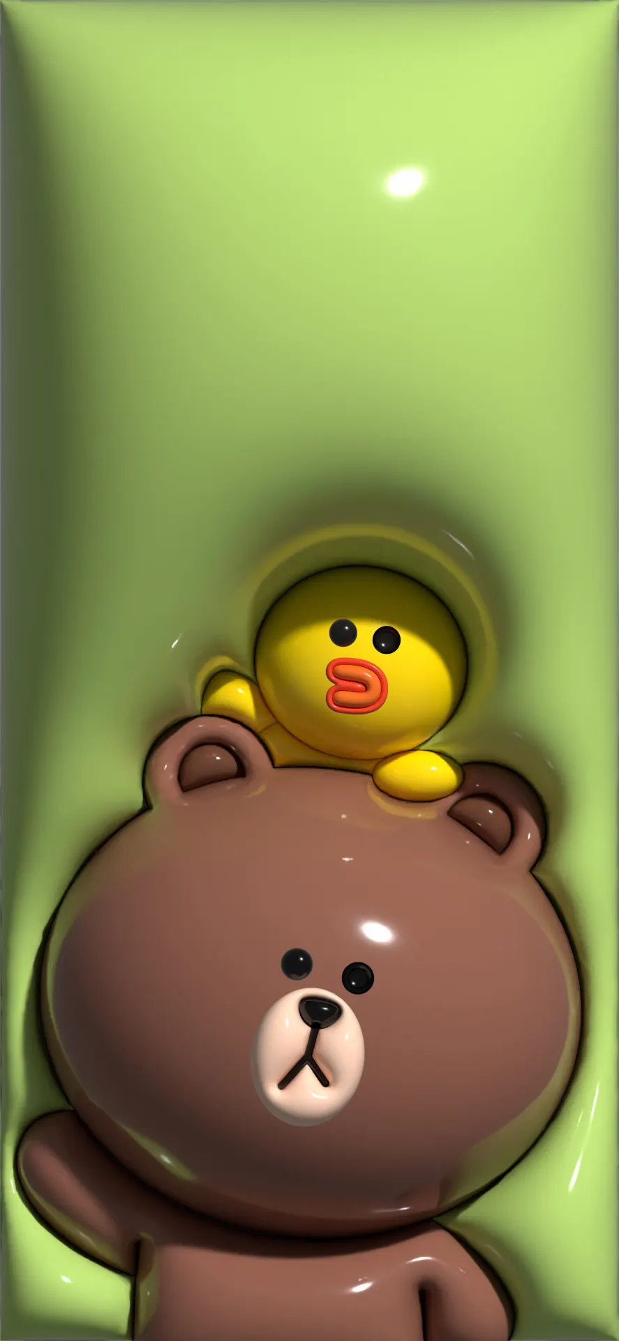 Brown and Sally LINE FRIENDS 3D Wallpaper – Cute Yellow Duck