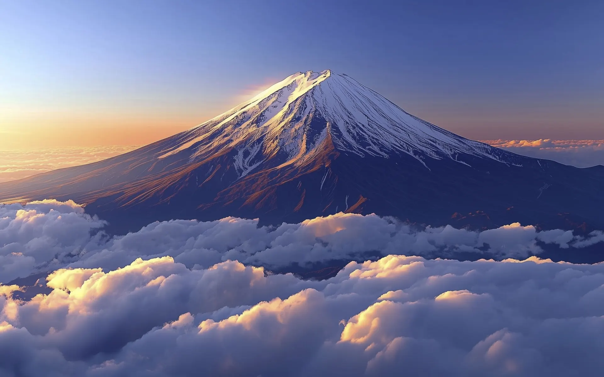 Mount Fuji Above the Clouds at Sunrise Wallpaper