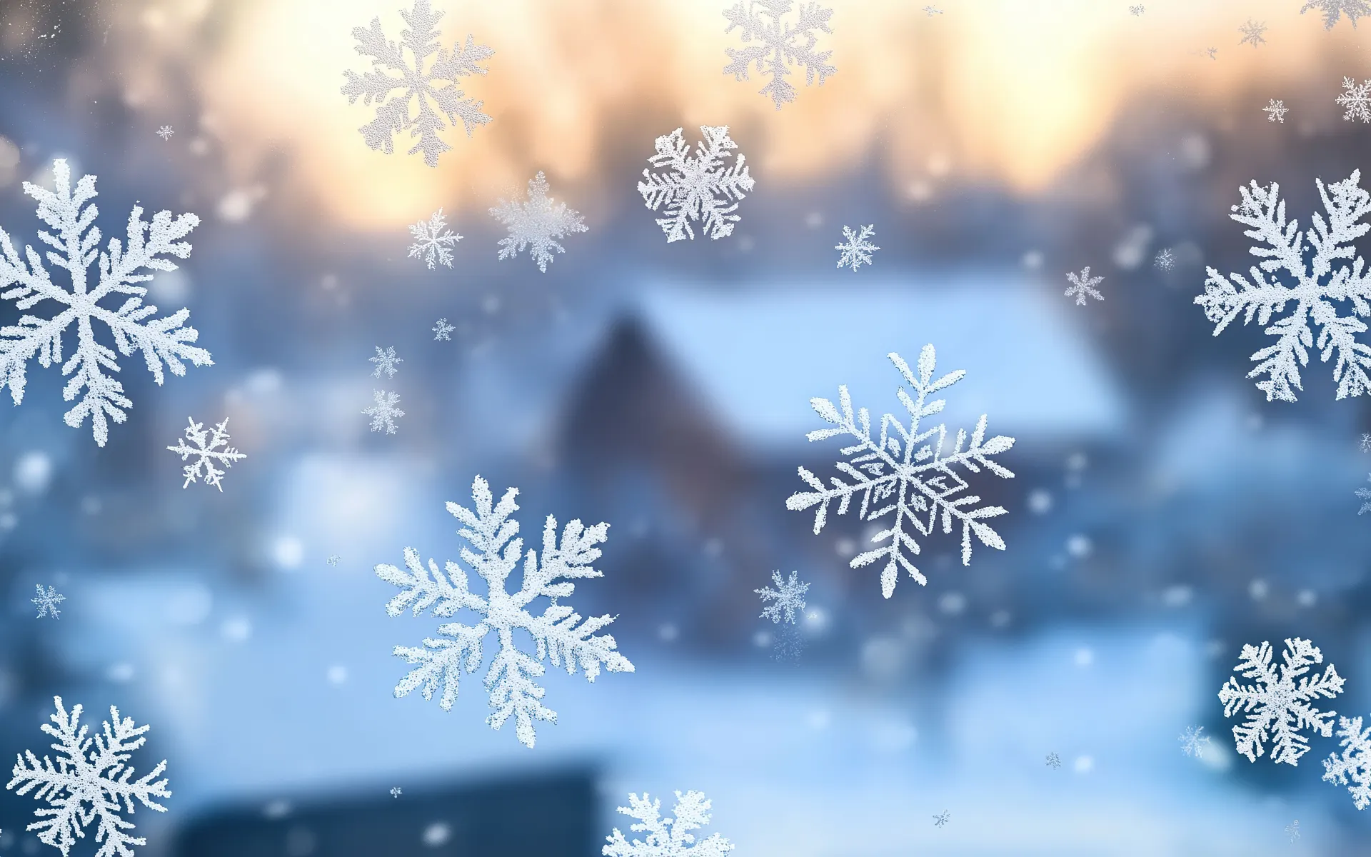Frosted Snowflakes on a Winter Window Wallpaper
