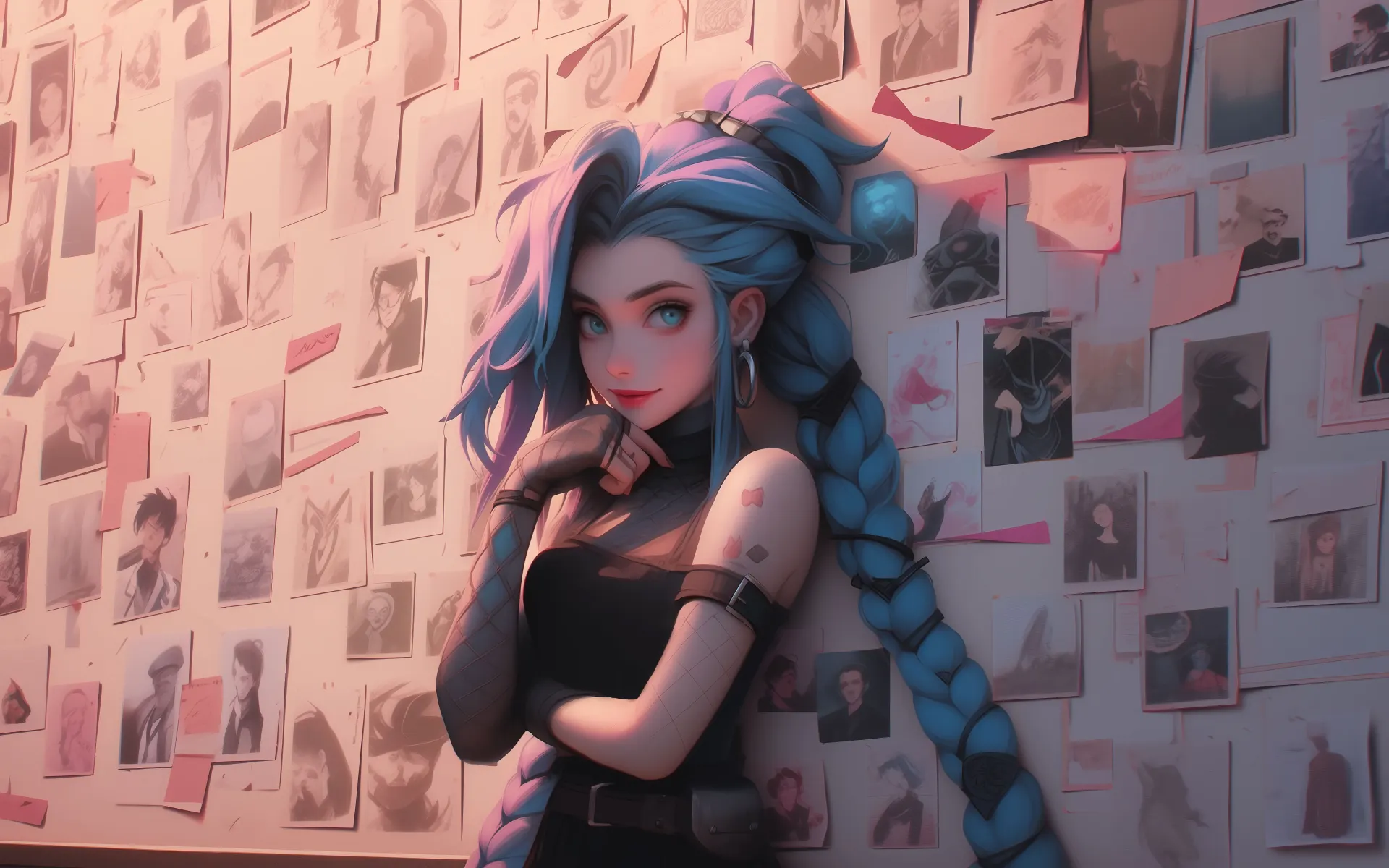 Jinx Blue Braids Portrait Wallpaper
