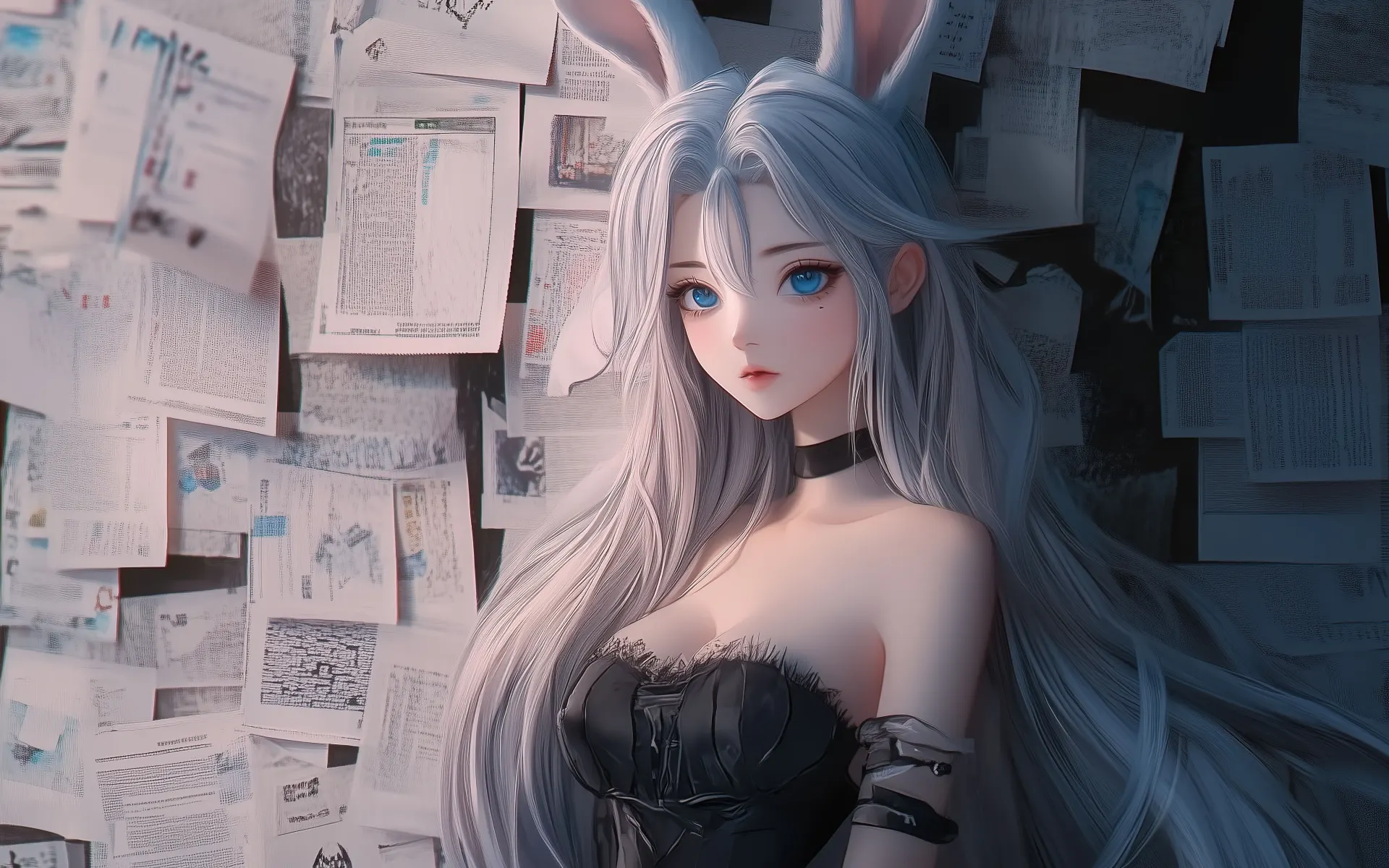 Silver-Haired Bunny Girl Anime Wallpaper
