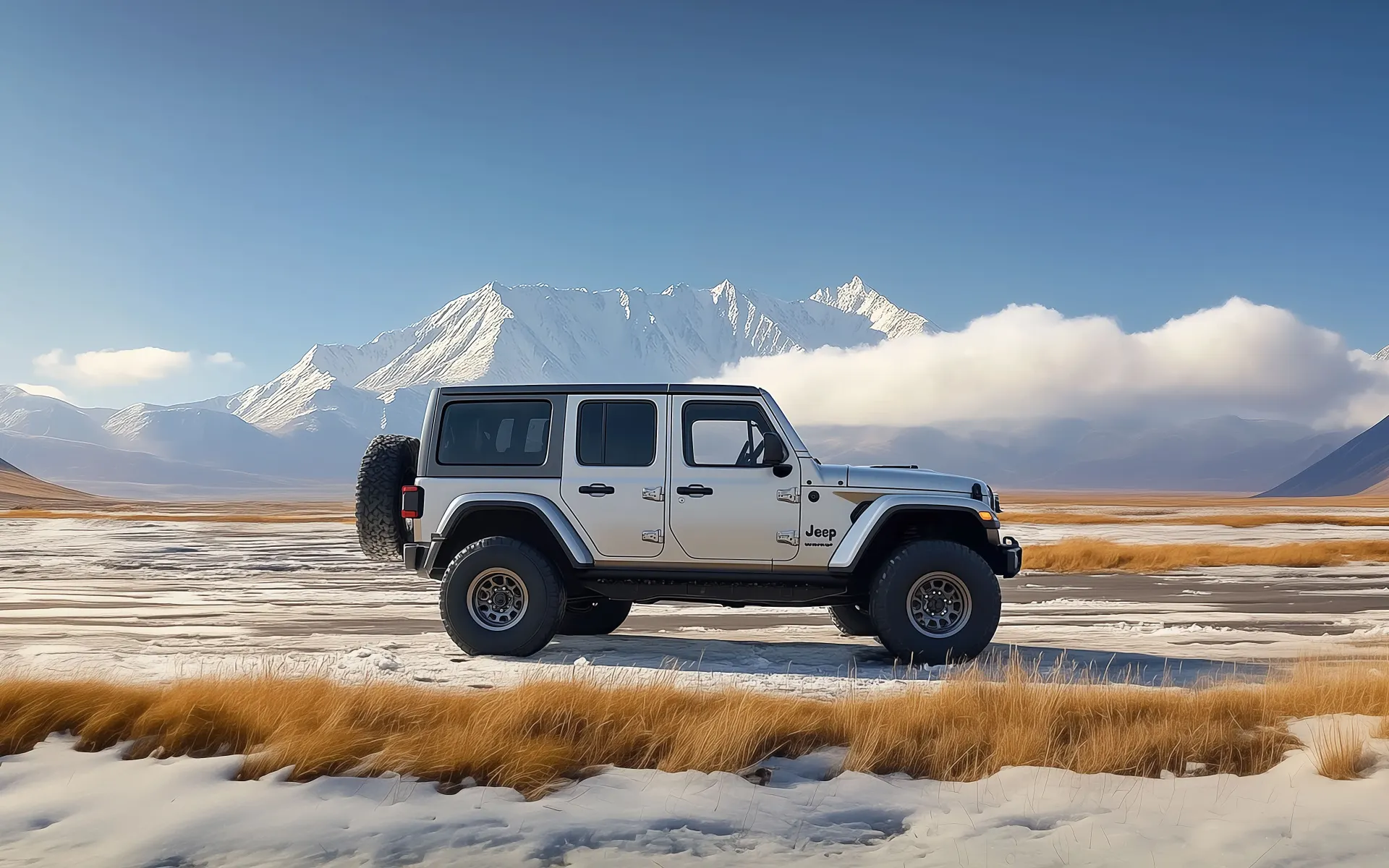 Jeep Wrangler Snowy Mountain Adventure Wallpaper