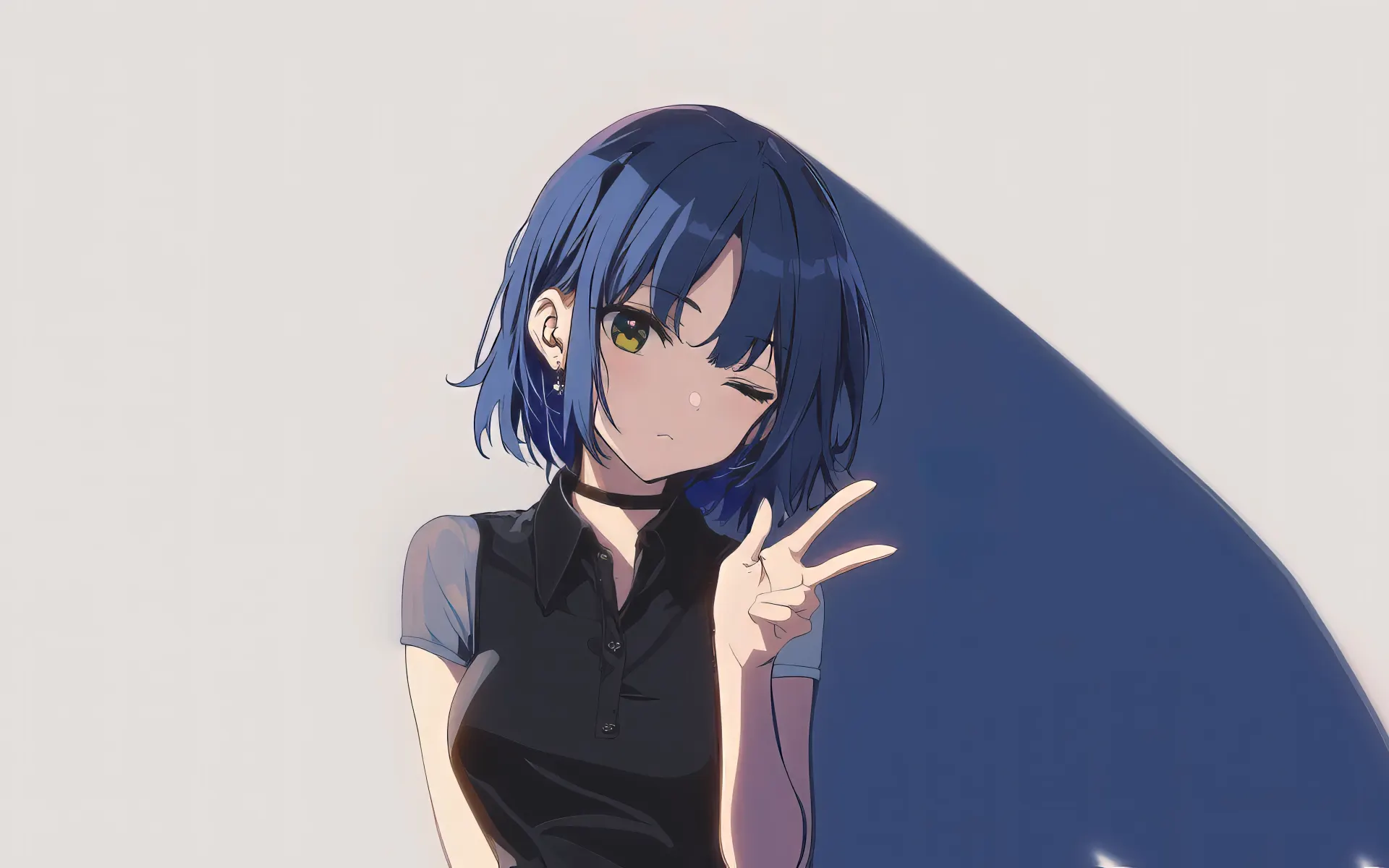 Ryo Yamada Winking Minimalist Anime Wallpaper