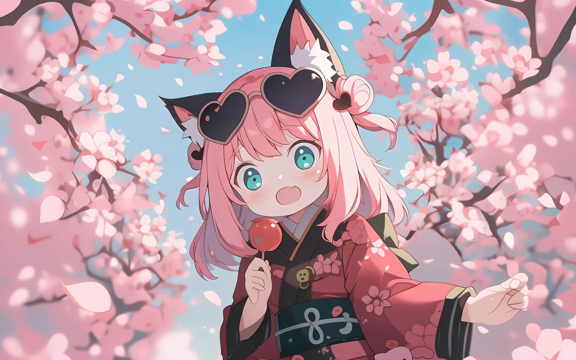 Anya Forger Cherry Blossom Kimono Wallpaper