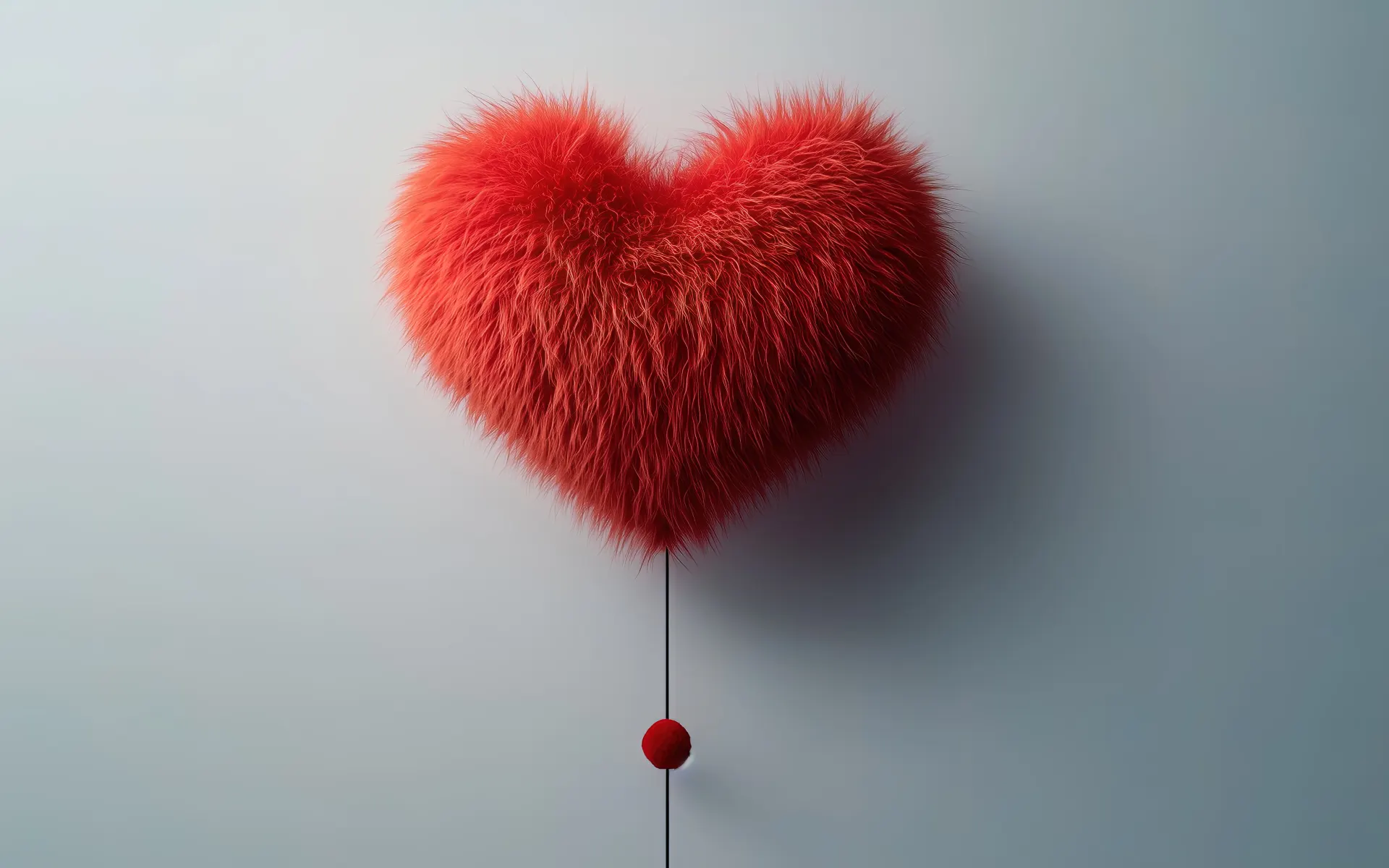 Fluffy Red Heart Balloon Minimalist Wallpaper