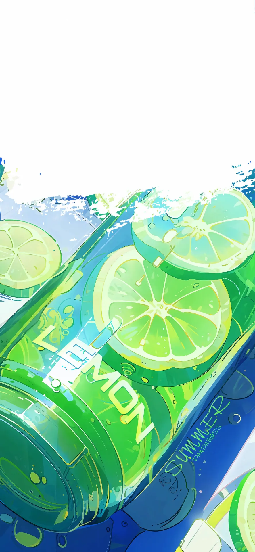Chilled Lemon-Lime Soda Can with Fresh Lime Slices Wallpaper