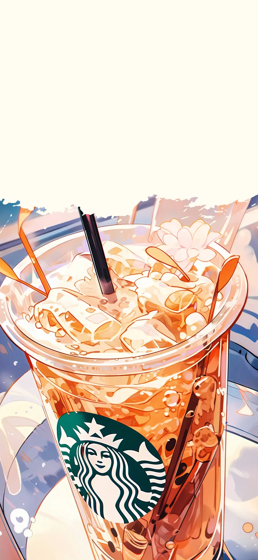 Iced Starbucks Caramel Coffee with Whipped Cream Wallpaper