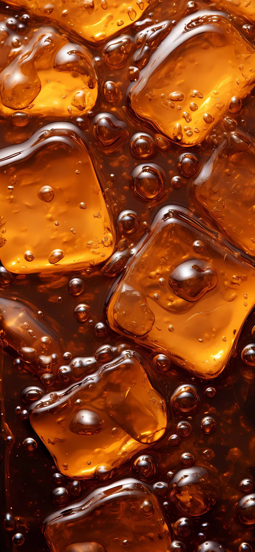 Fizzy Cola with Glowing Ice Cubes Wallpaper