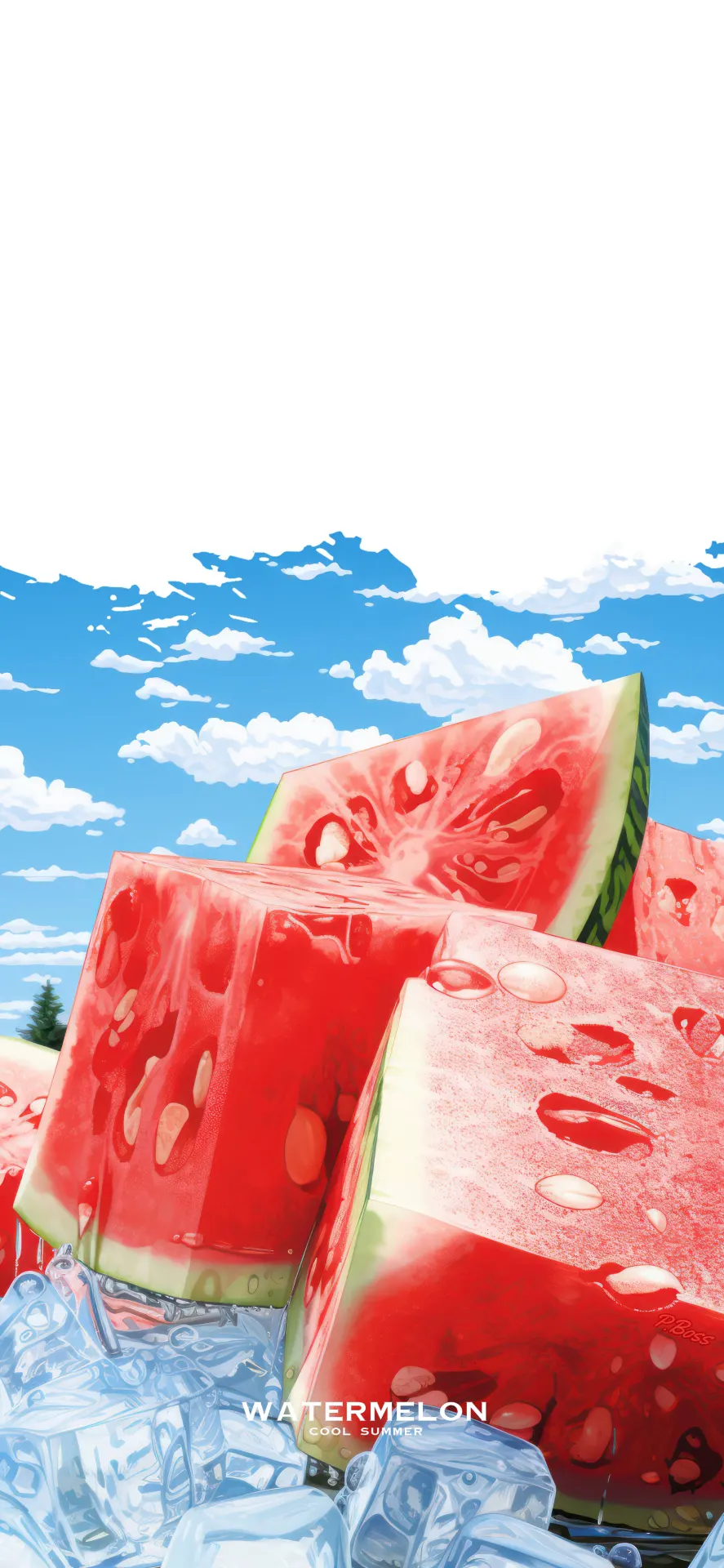 Chilled Watermelon Slices on Ice Wallpaper
