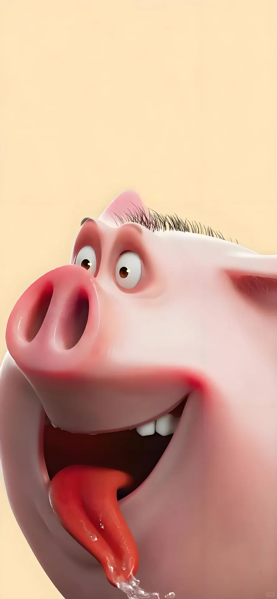Silly Pink Pig with Tongue Out Phone Wallpaper