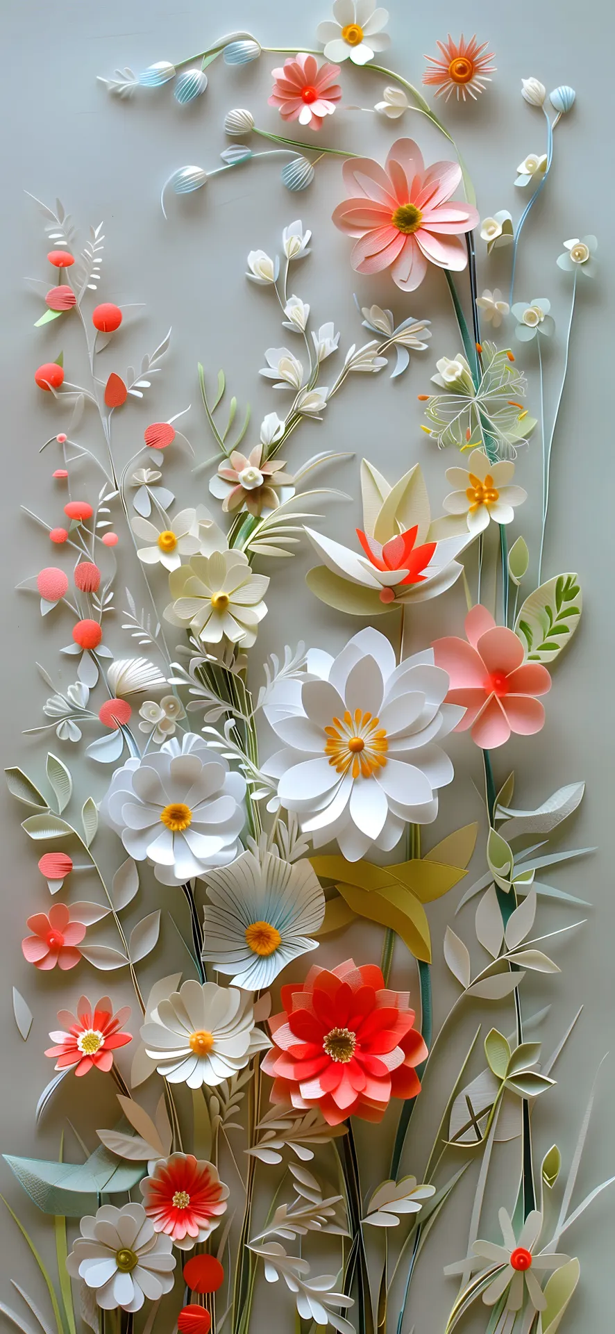 Elegant Paper Flowers Botanical Phone Wallpaper