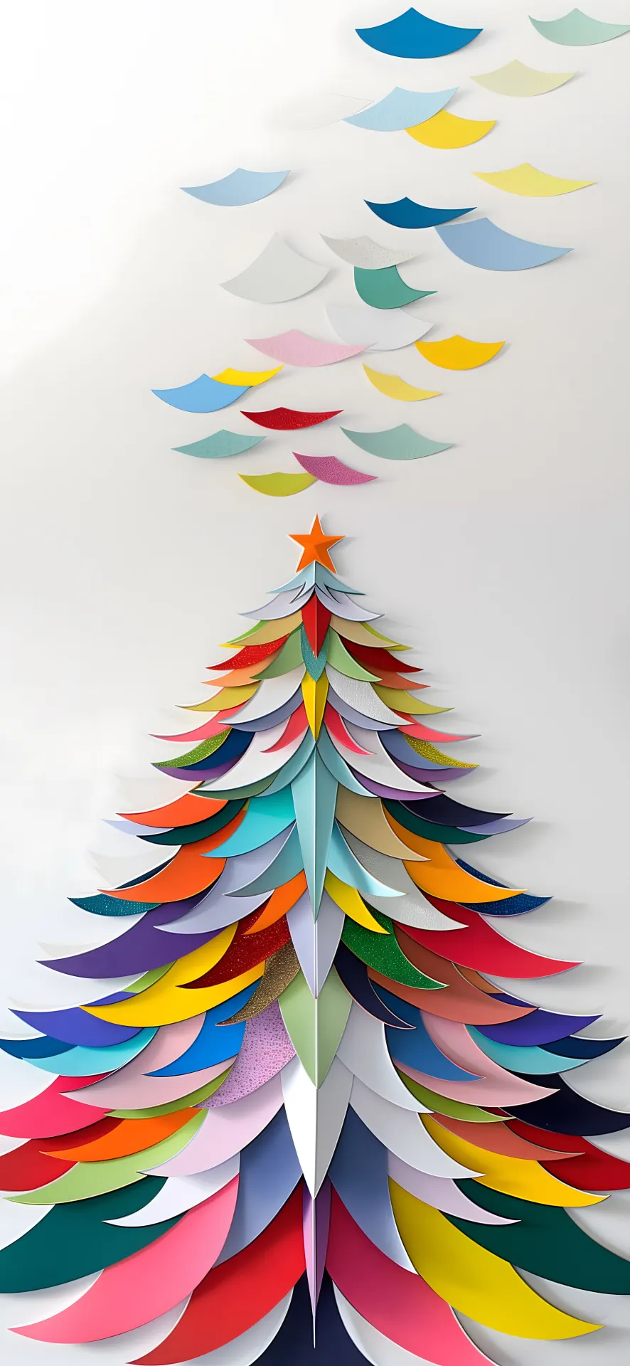 Colorful Layered Paper Christmas Tree Wallpaper