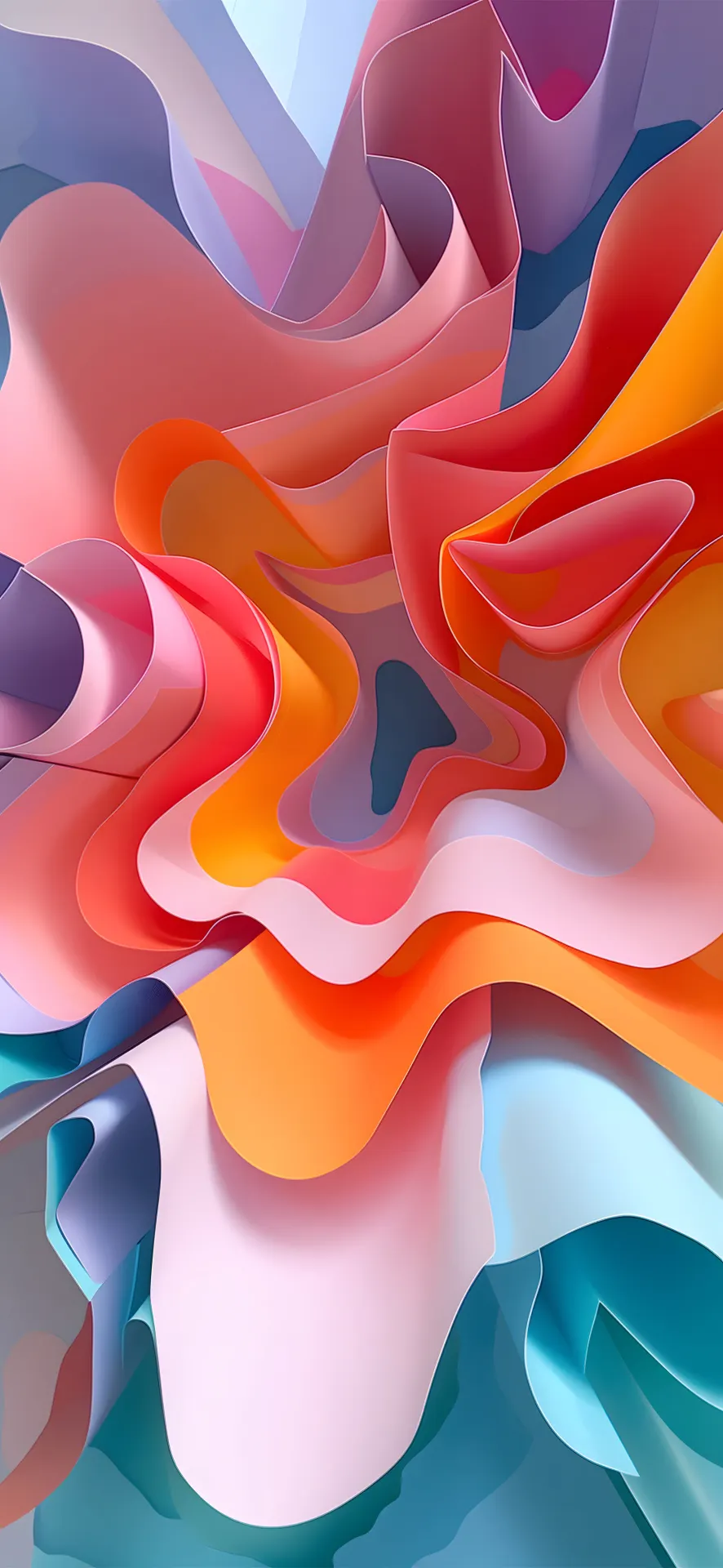 Colorful Flowing Layers Abstract Paper Art Wallpaper
