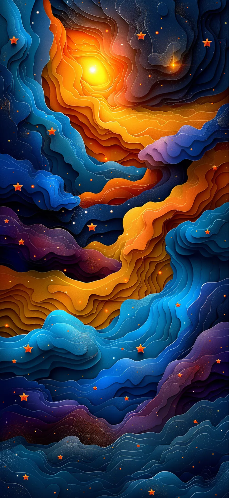 Glowing Cosmic Nebula Paper Art Wallpaper