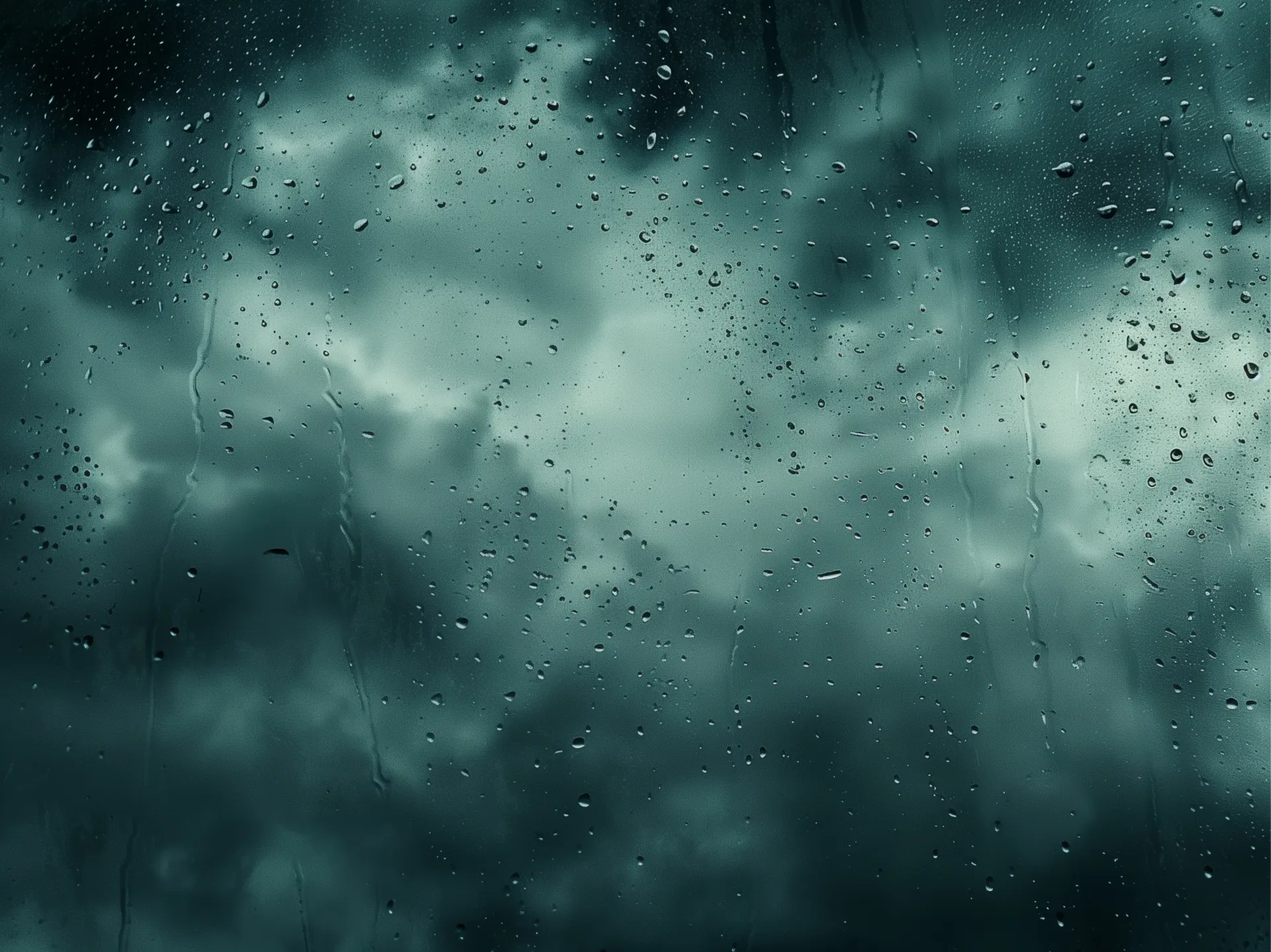 Teal Raindrops on Window Wallpaper