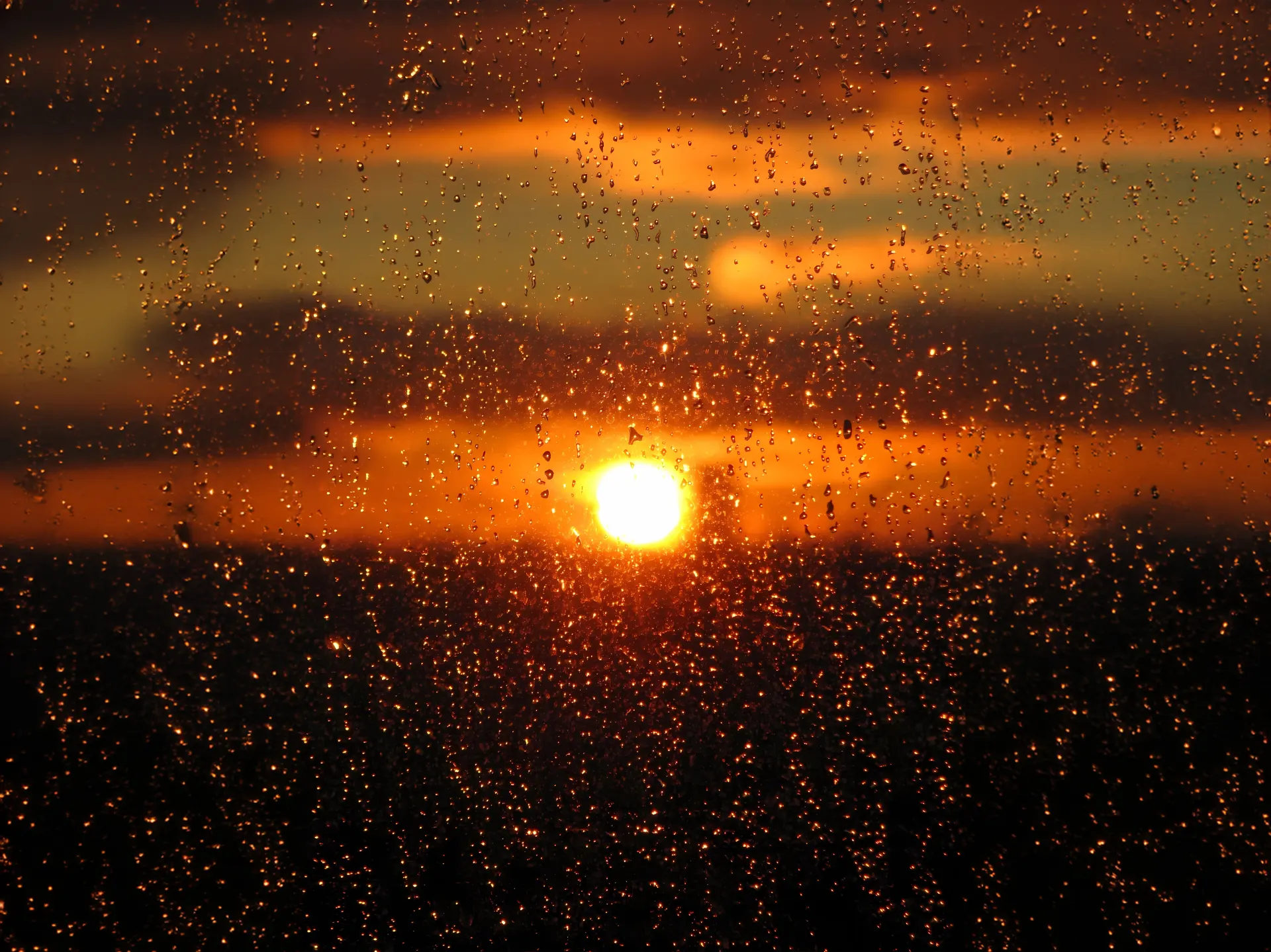 Golden Sunset Through Rainy Window Wallpaper