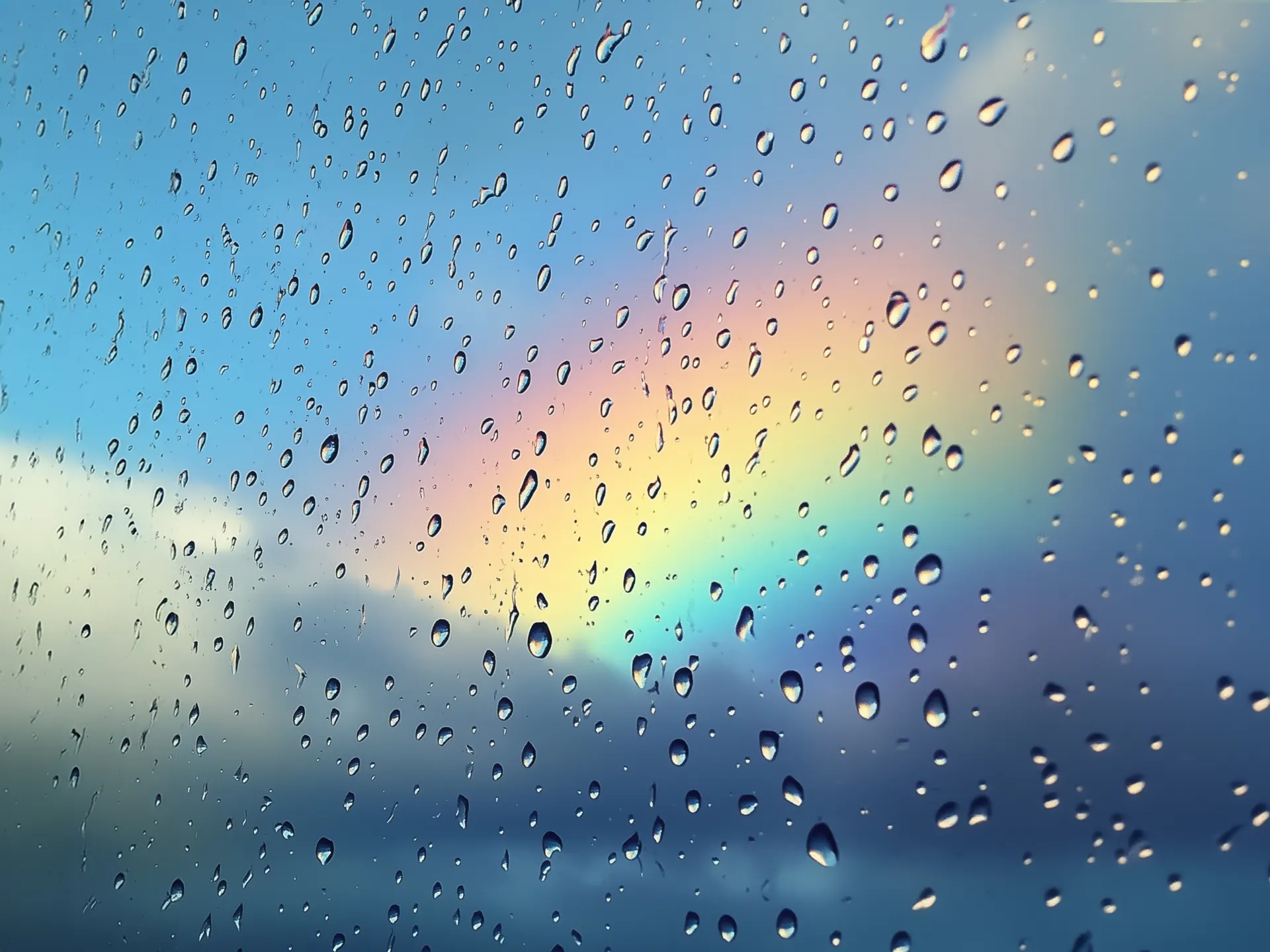 Rainbow Through Raindrops on Window Wallpaper