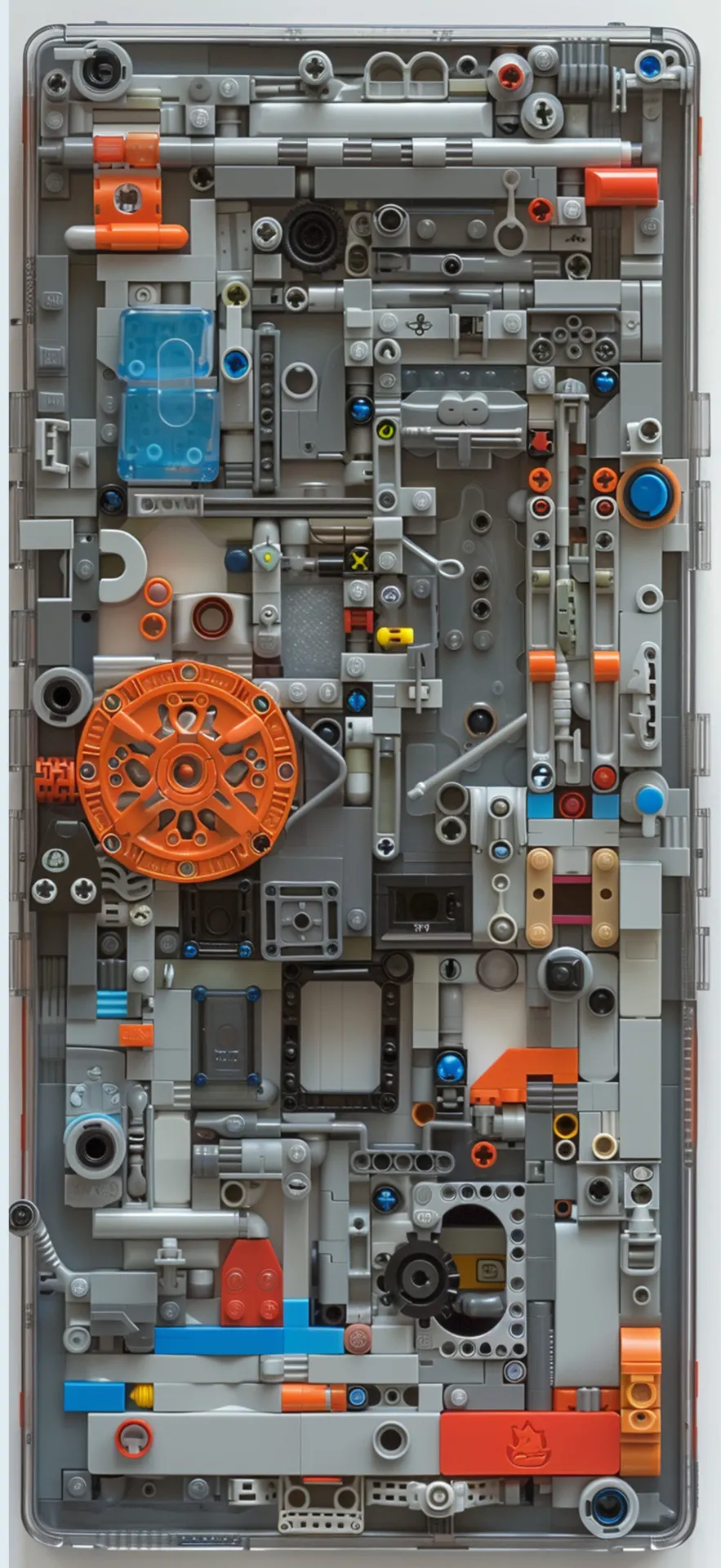 Orange and Grey LEGO Mechanical Circuit Phone Wallpaper