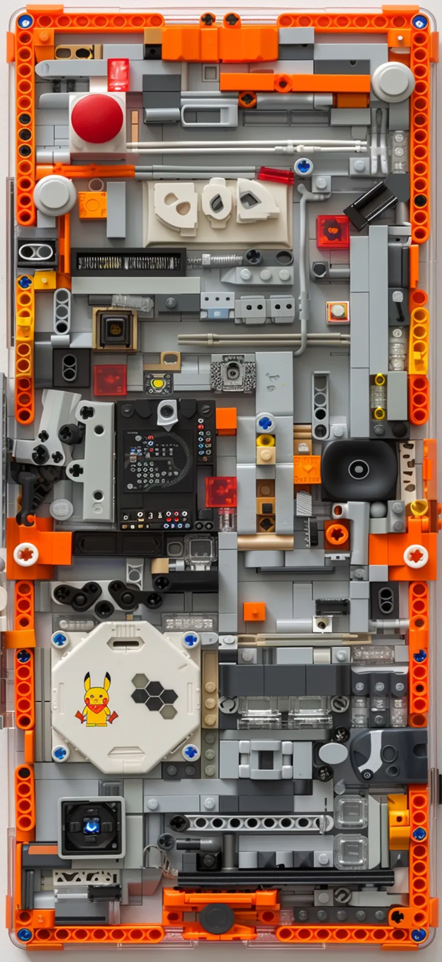 LEGO Pikachu Orange Mechanical Tech Phone Wallpaper