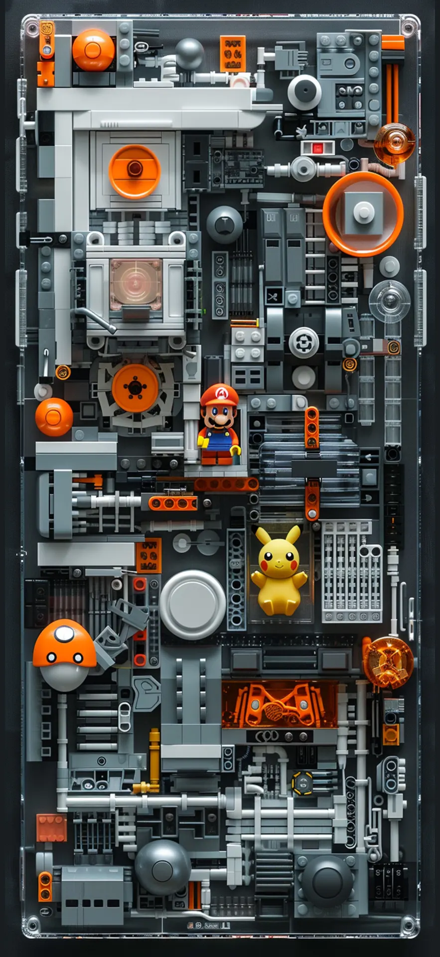 LEGO Mario and Pikachu Futuristic Machine Phone Wallpaper