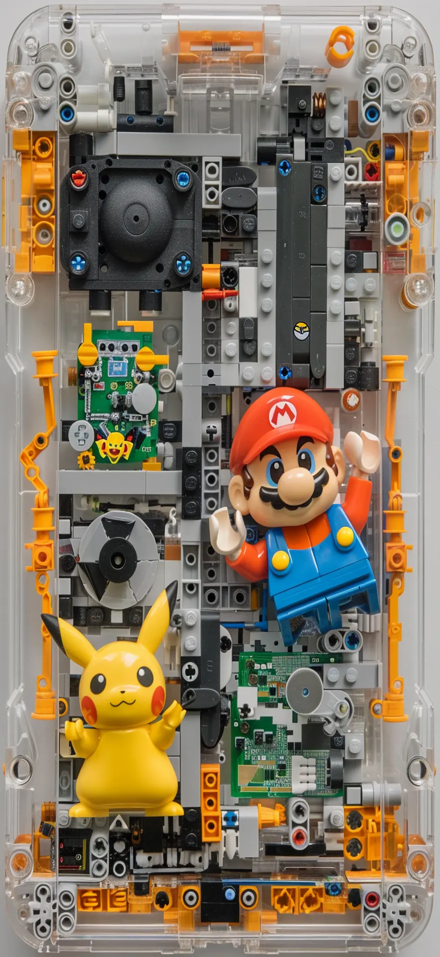 LEGO Mario and Pikachu Futuristic Tech Phone Wallpaper
