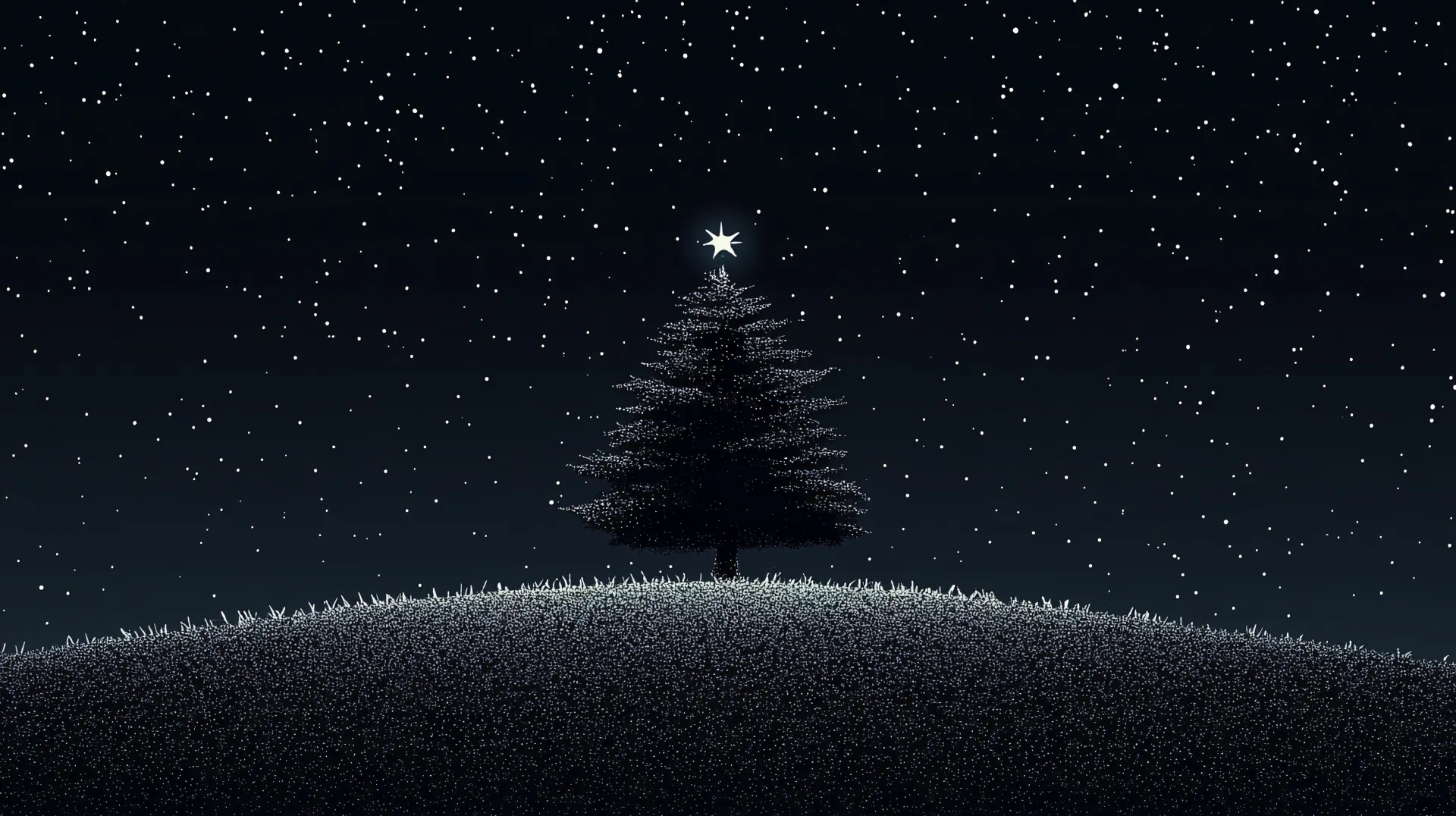 Christmas Tree Under a Starry Winter Sky Wallpaper