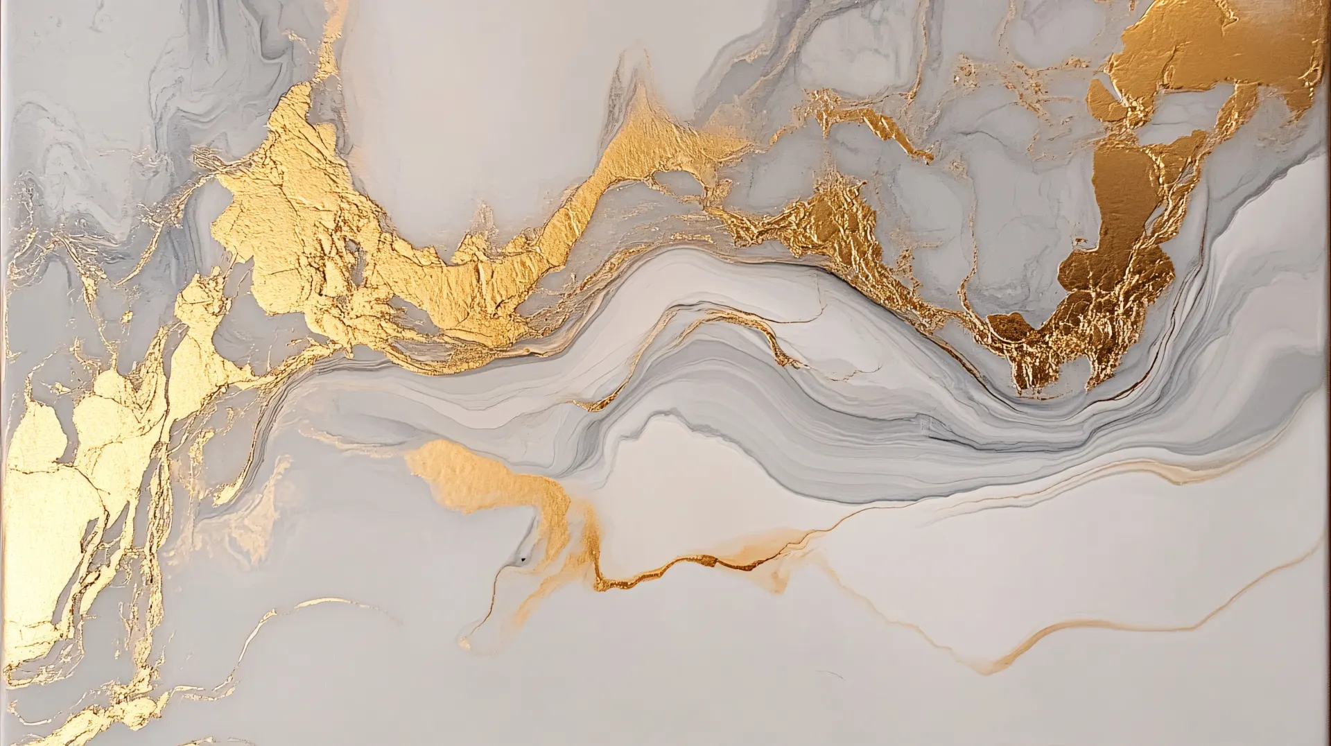 White Marble and Gold Abstract Wallpaper