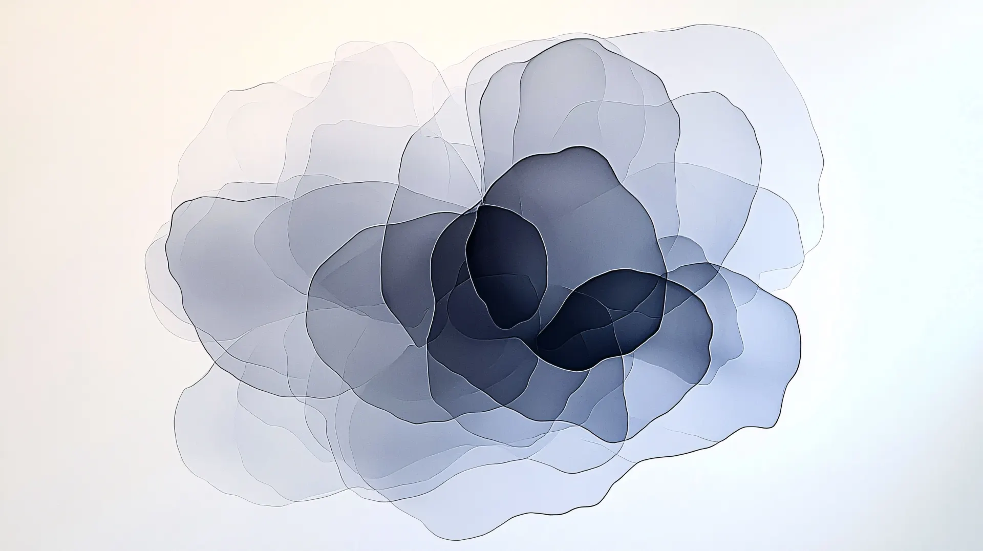 Layered Blue Transparent Forms Abstract Wallpaper