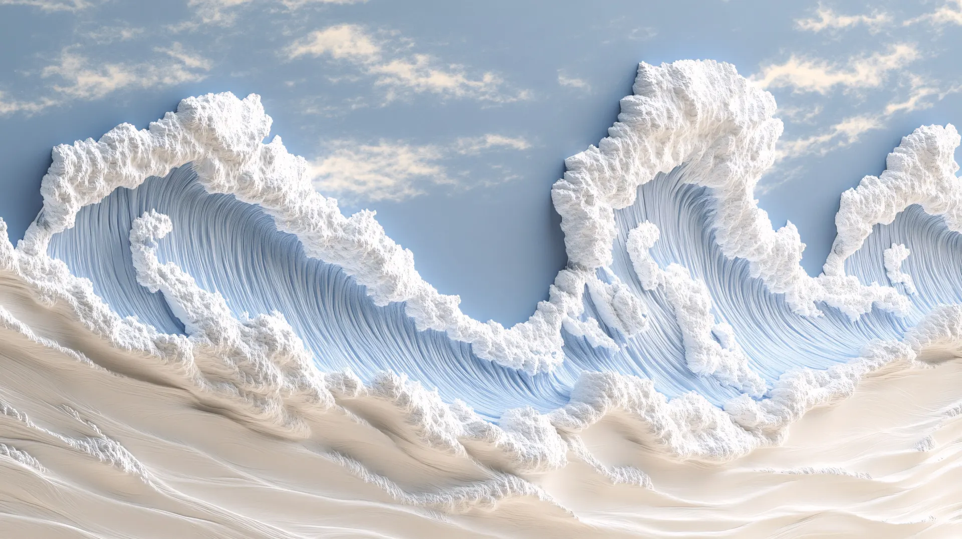 Sculpted Blue Ocean Waves Abstract Wallpaper