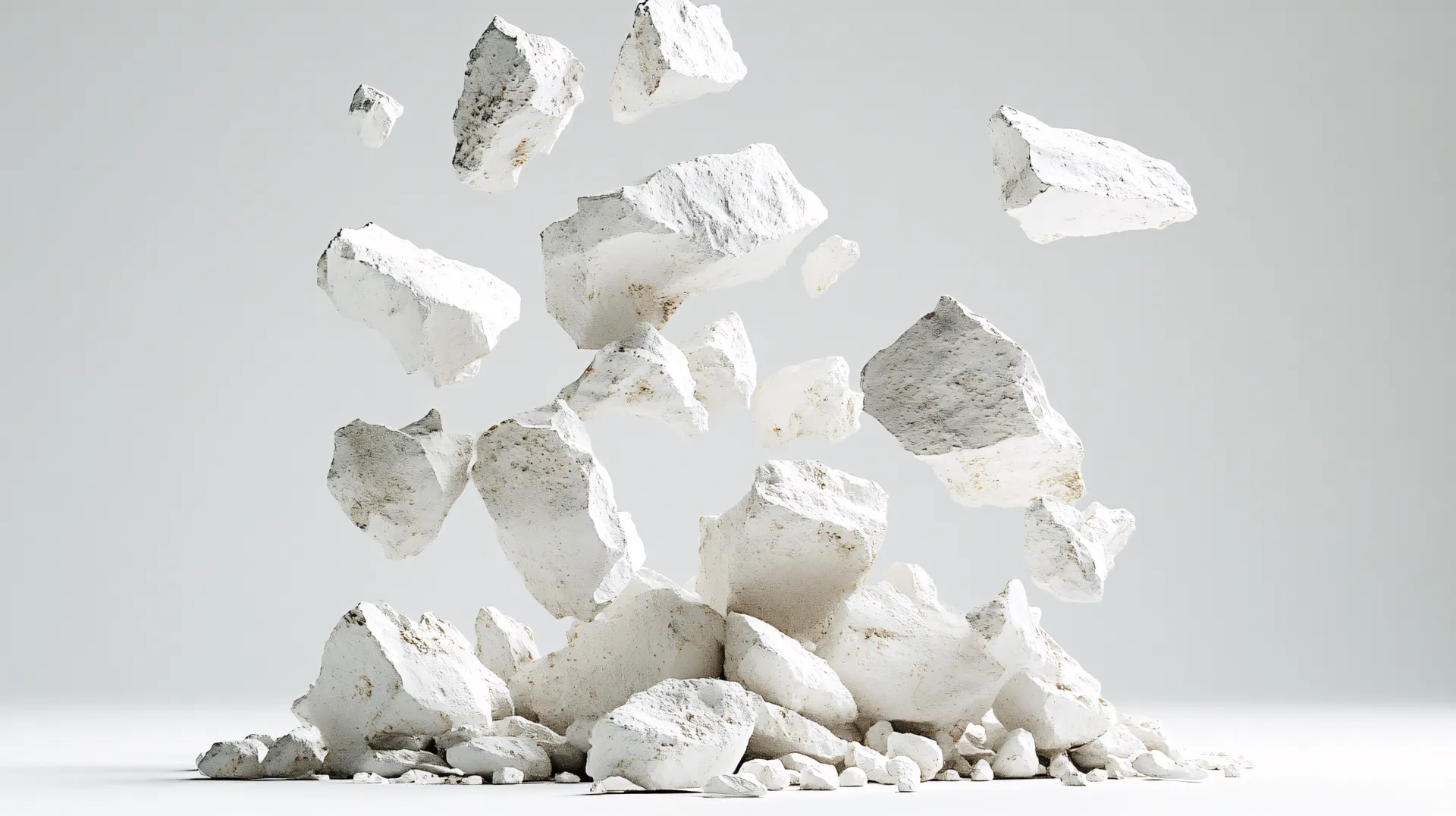 Floating White Stone Fragments Abstract Wallpaper