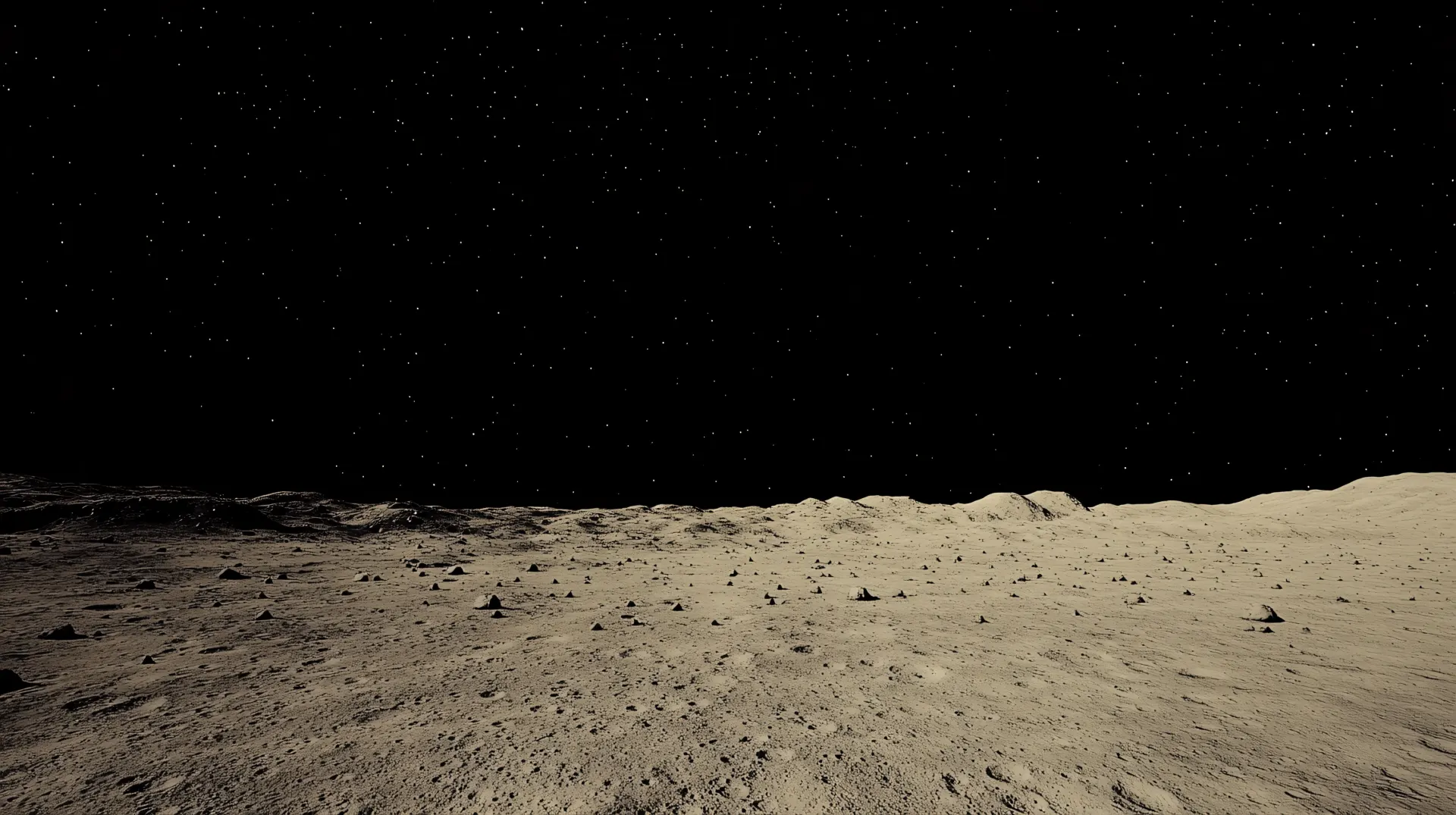 Barren Moon Landscape Under Starry Sky Wallpaper