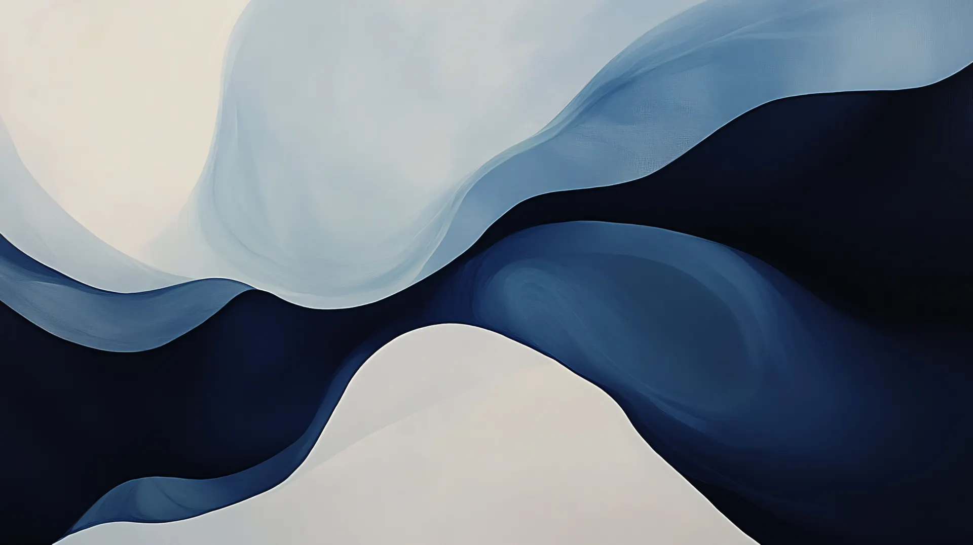 Flowing Blue and White Waves Abstract Wallpaper