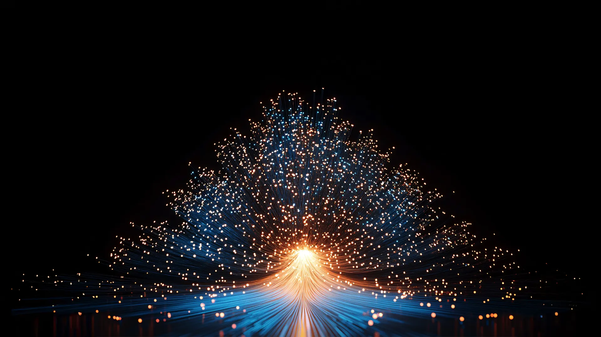 Blue and Golden Fiber Optic Light Burst Wallpaper