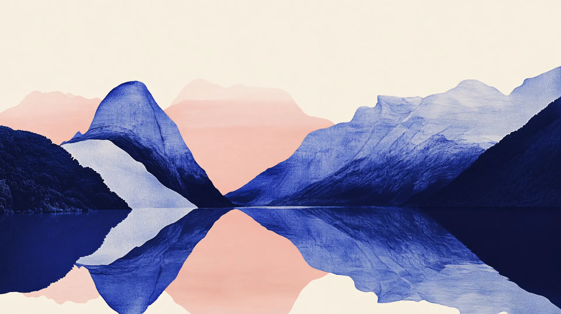 Blue and Pink Mountain Reflection Abstract Wallpaper
