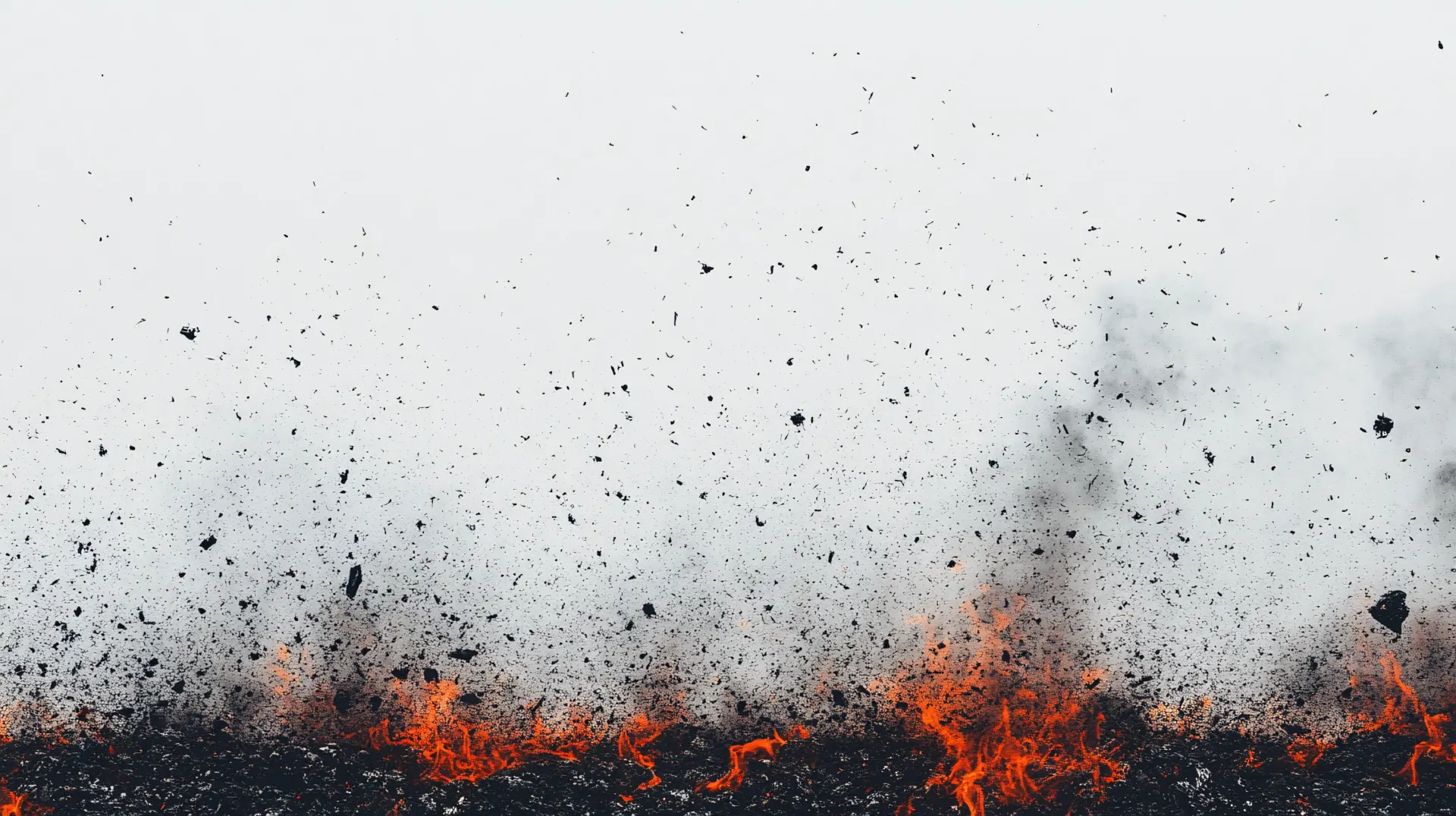 Fiery Embers and Black Debris Abstract Wallpaper